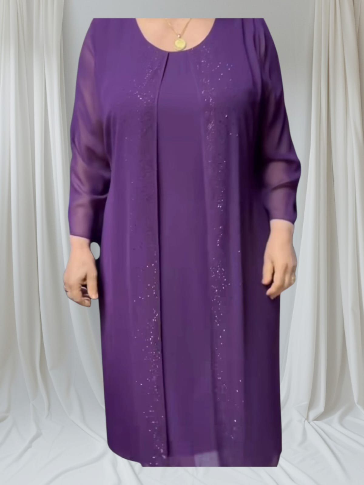 Astarlı Taşlı Şifon Elbise 