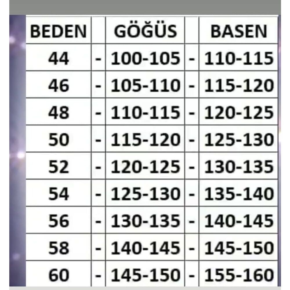 beden tablosu