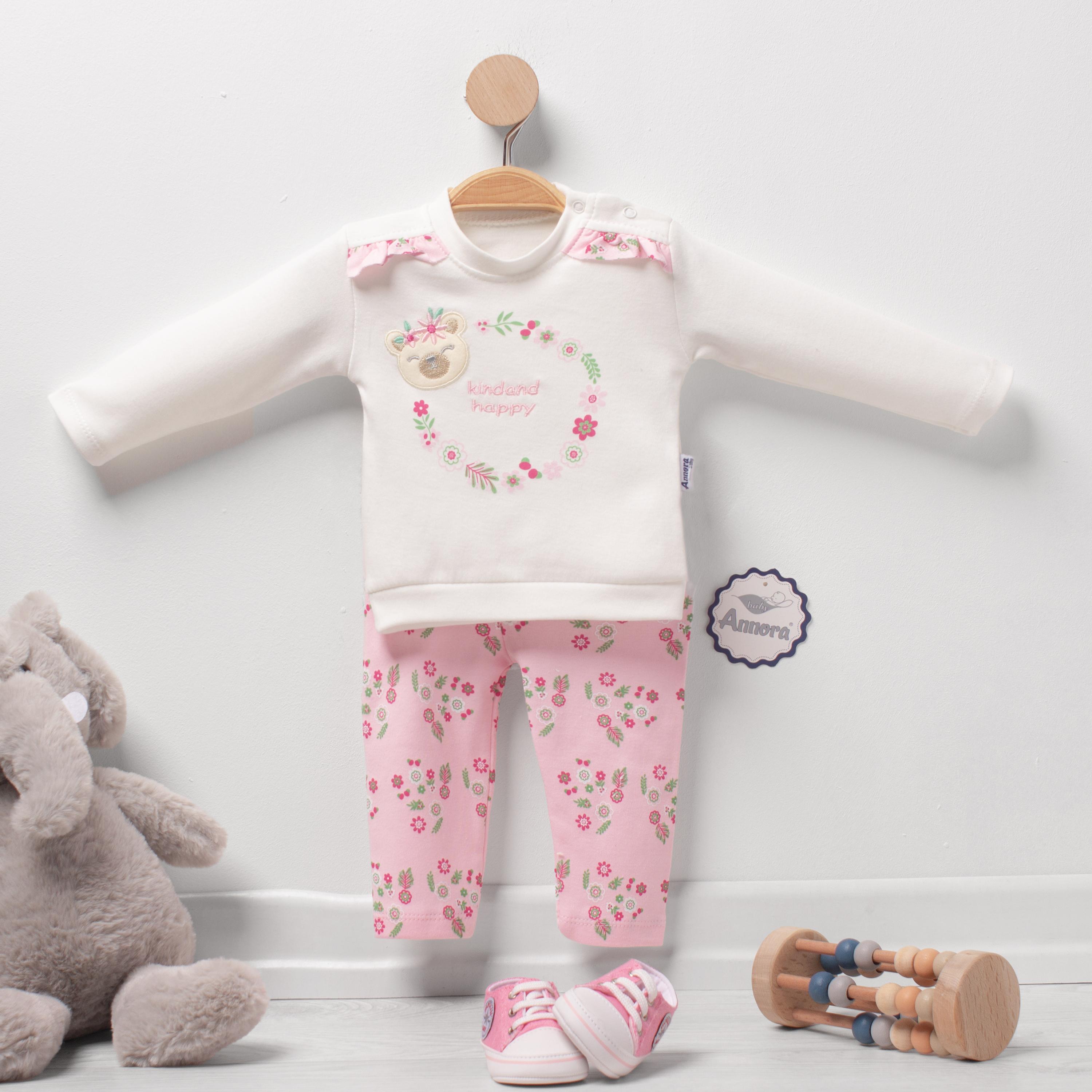 Flower Bear Kız Bebek İkili Takım 