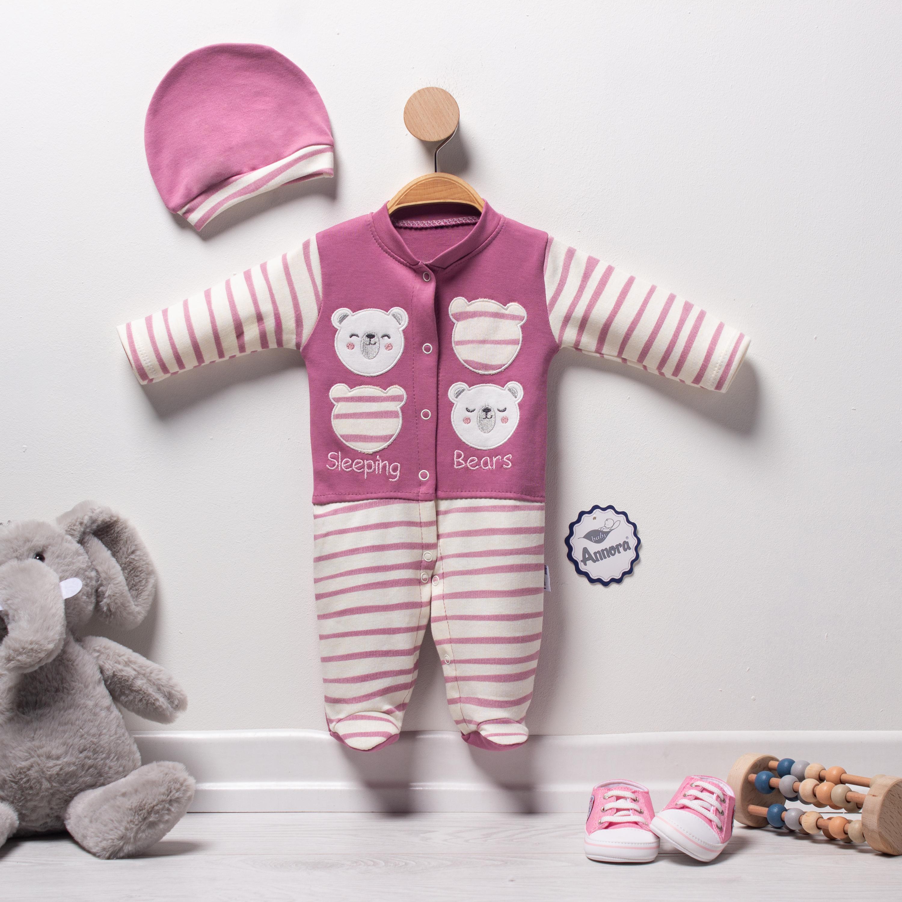 Çizgili Sleeping Bears Kız Bebek Tulumu 