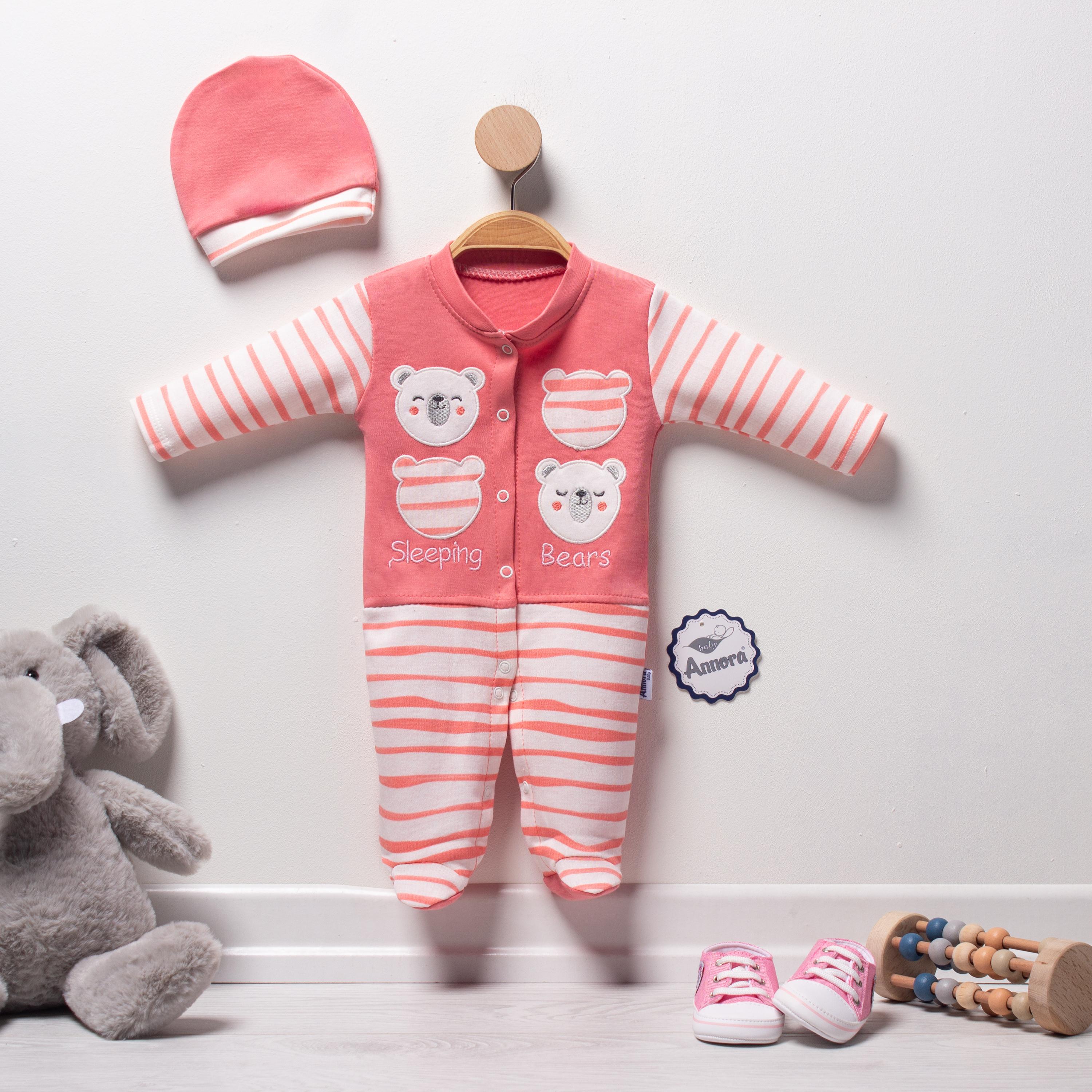 Çizgili Sleeping Bears Kız Bebek Tulumu 