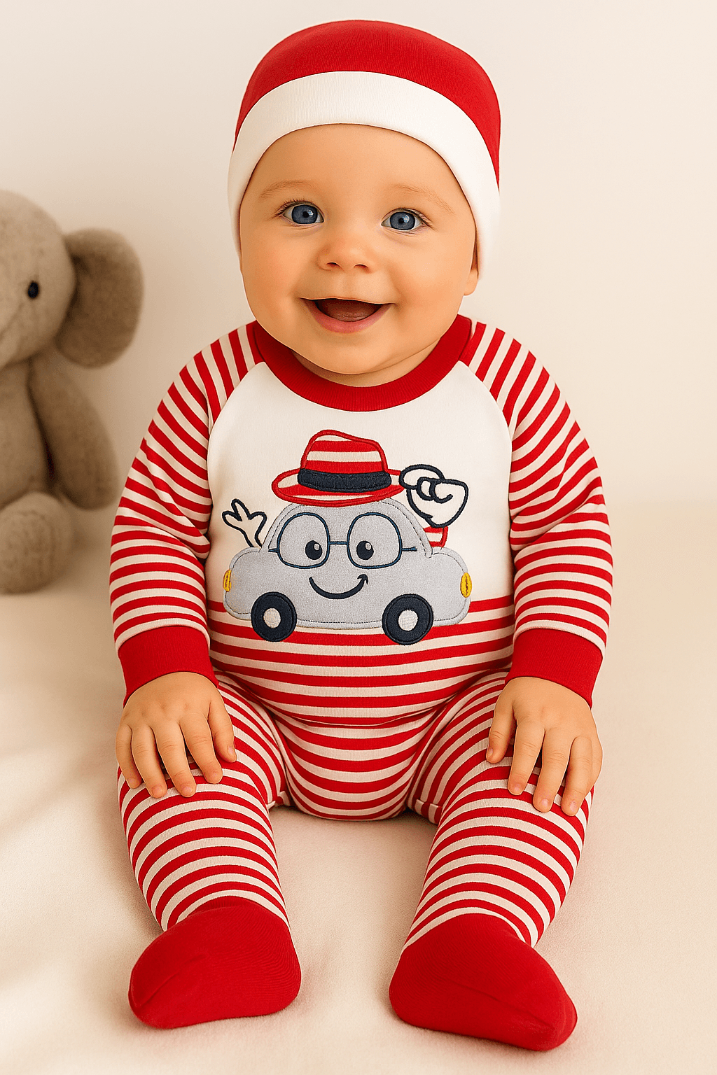 Arabalı Erkek Bebek Tulumu 