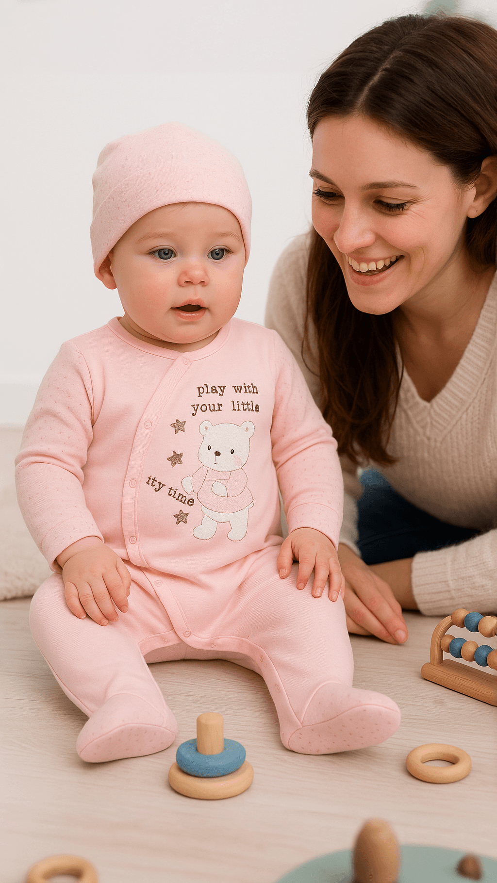 Yıldızlı Küçük Ayı Kız Bebek Tulumu