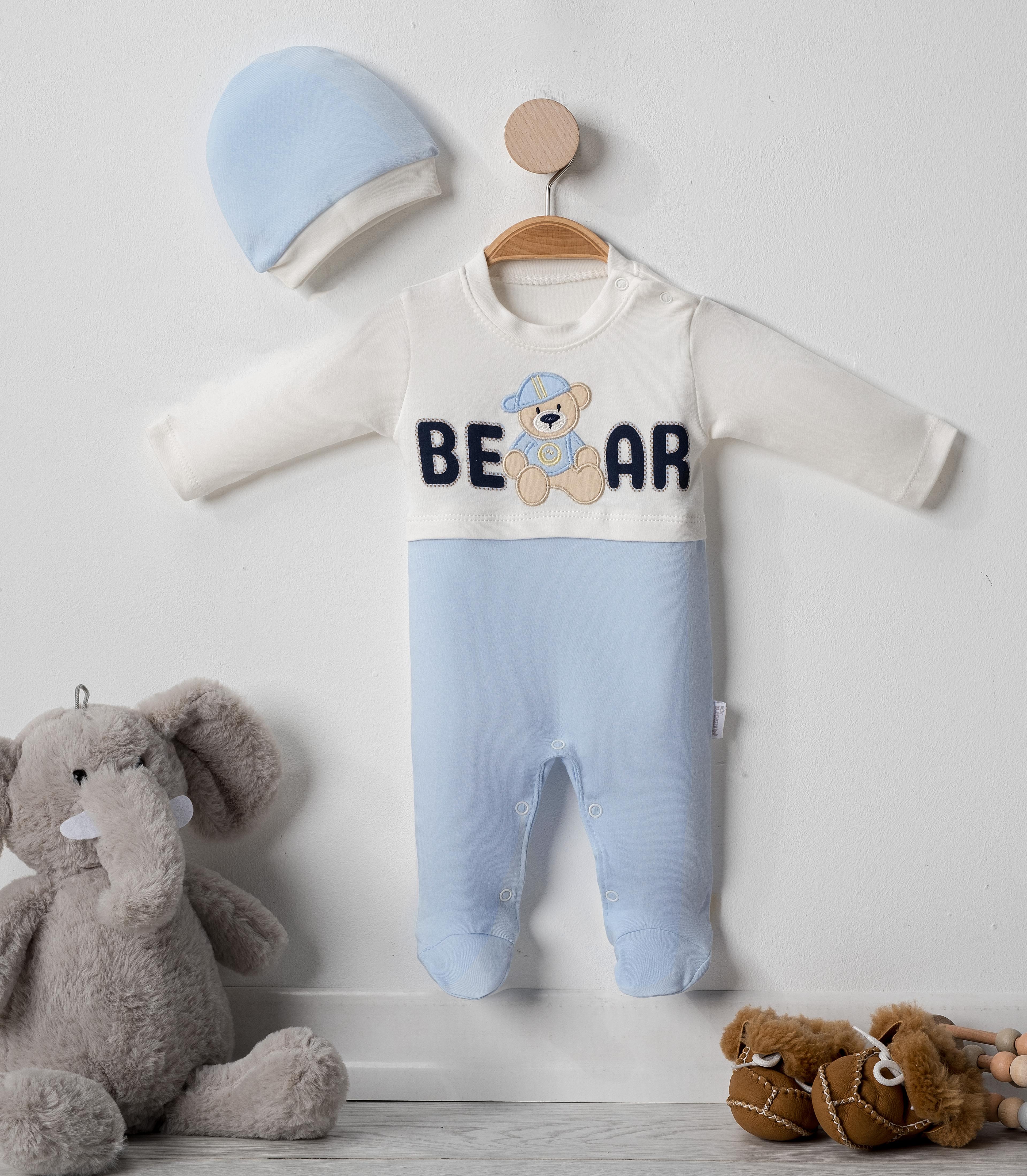 Şapkalı Bear Erkek Bebek Tulumu