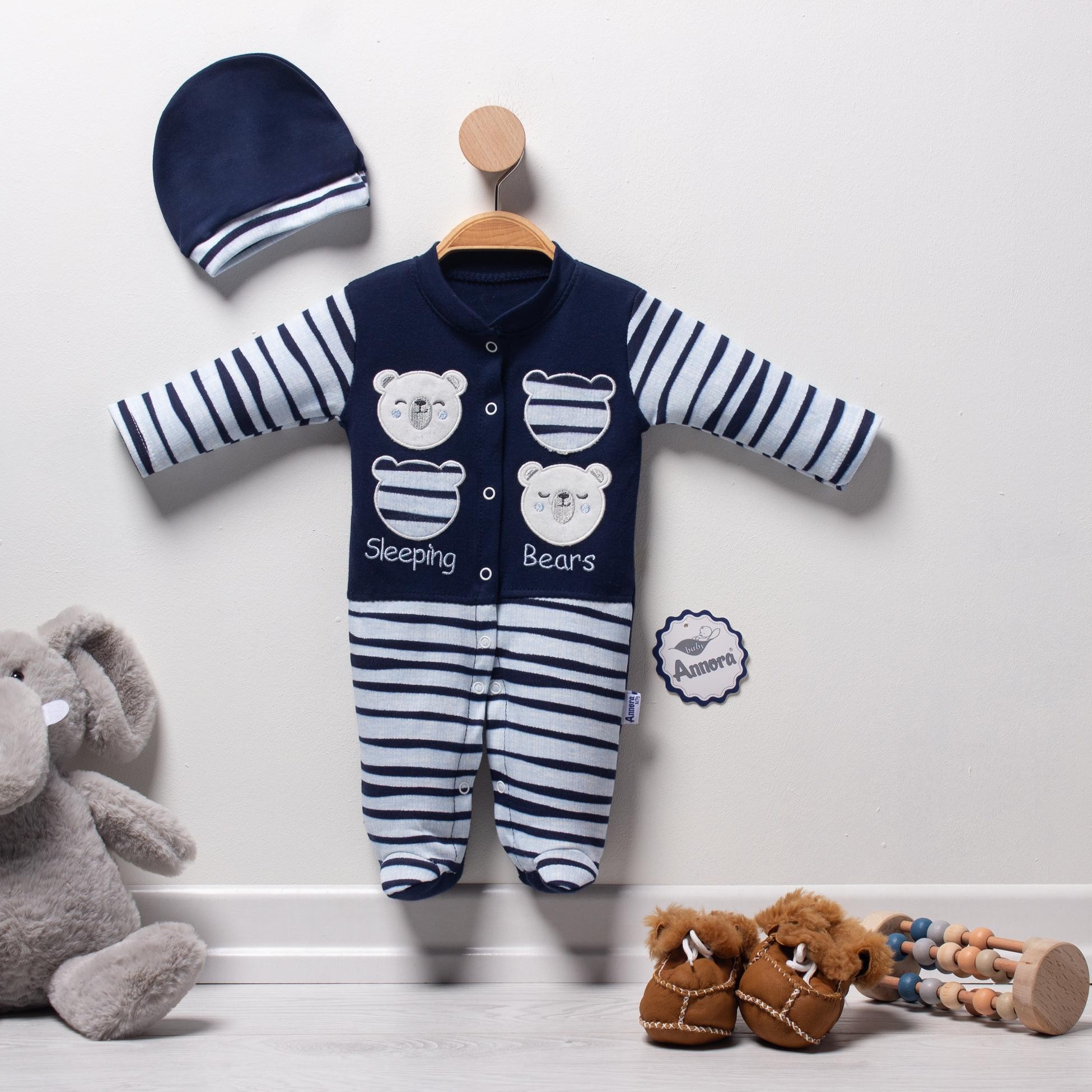 Çizgili Sleeping Bears Erkek Bebek Tulumu