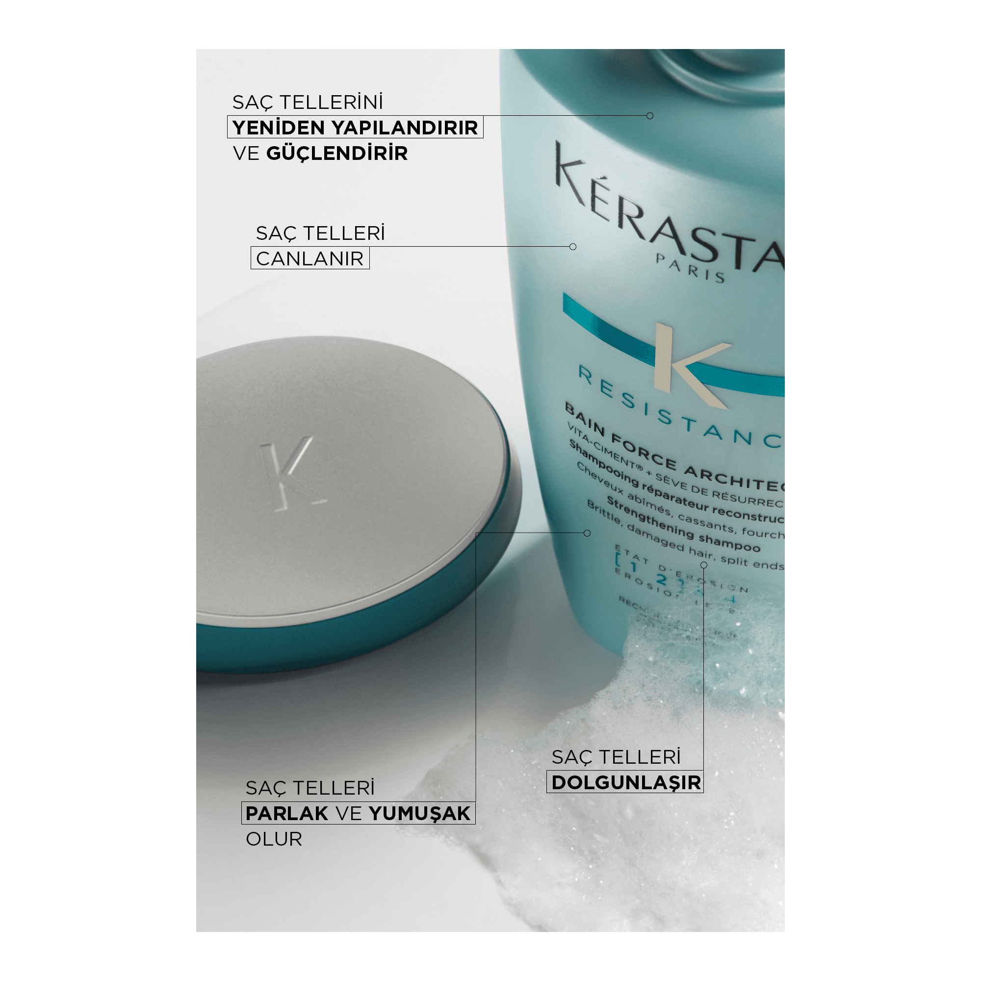 Kerastase Resistance Bain Force Architecte Yıpranmış Saçlar İçin Onarıcı Şampuan 250 ml