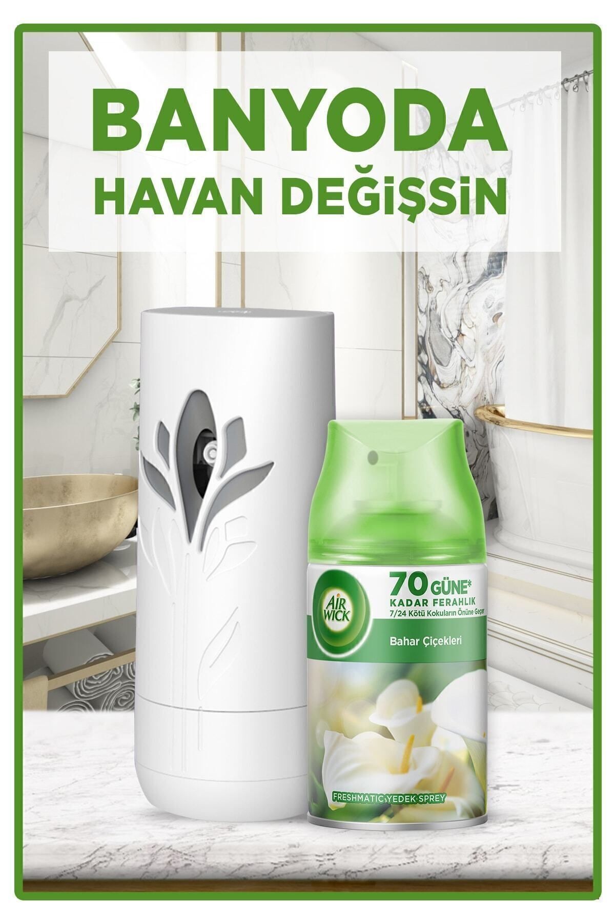 Oda Kokusu Freshmatik, Otomatik Sprey Makine + Bahar Çiçekleri Yedek Sprey 250 ml