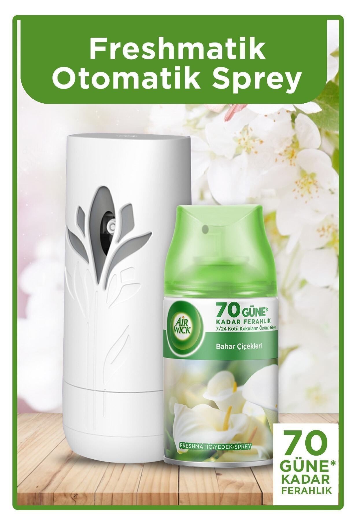 Oda Kokusu Freshmatik, Otomatik Sprey Makine + Bahar Çiçekleri Yedek Sprey 250 ml