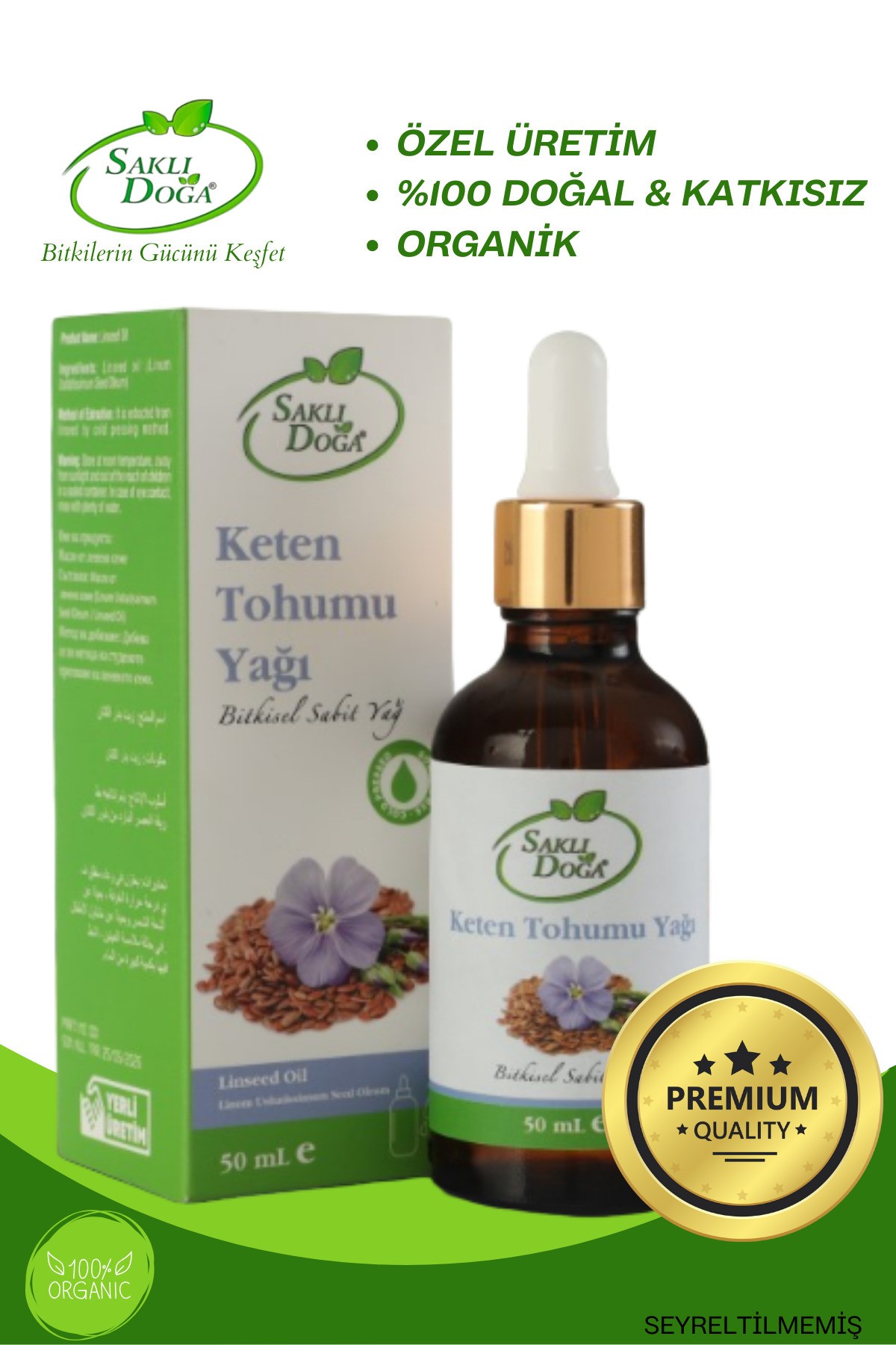 Premium Keten Tohumu Yağı Doğal Katkısız 50 ml