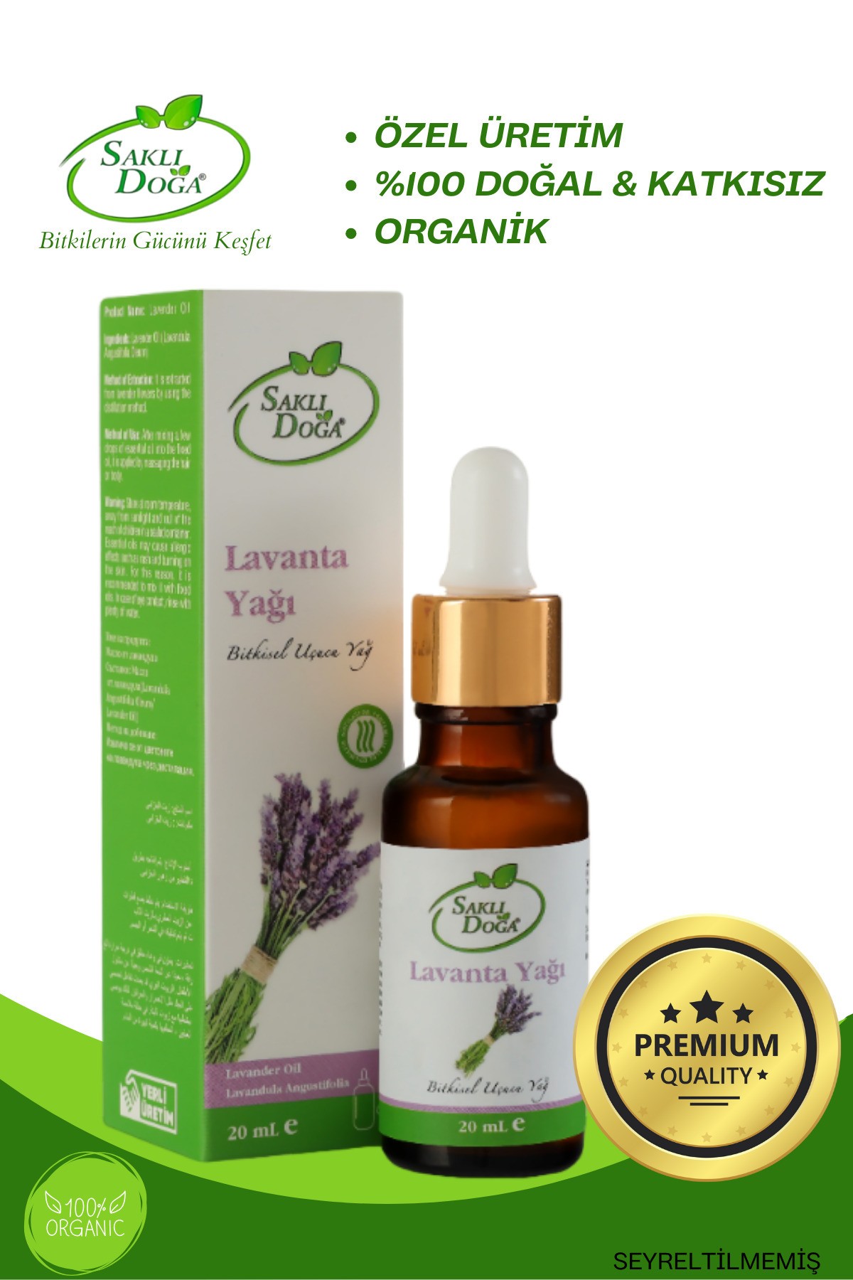 Premium %100 Saf Doğal Katkısız Seyretilmemiş Lavanta Yağı 20 Ml