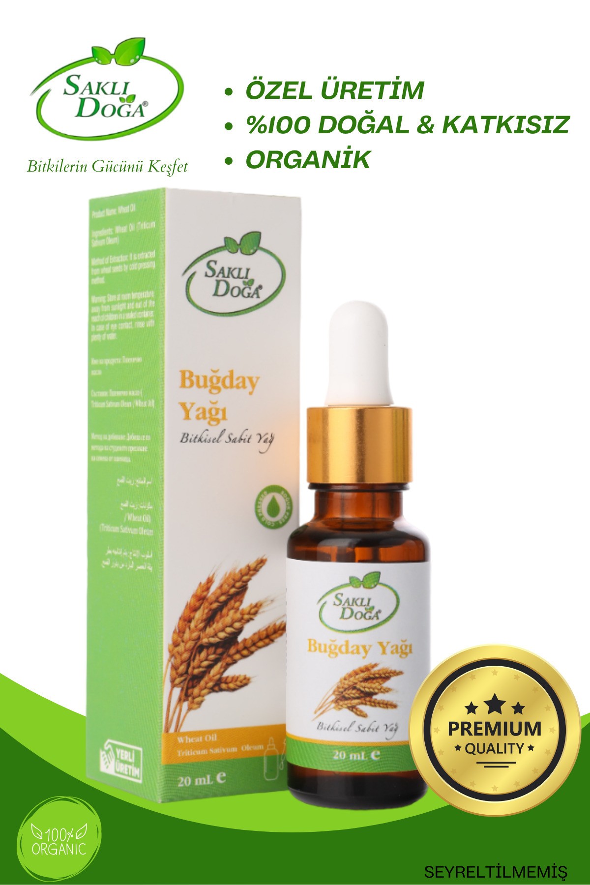 Premium %100 Saf ve Doğal Buğday Yağı 20ml