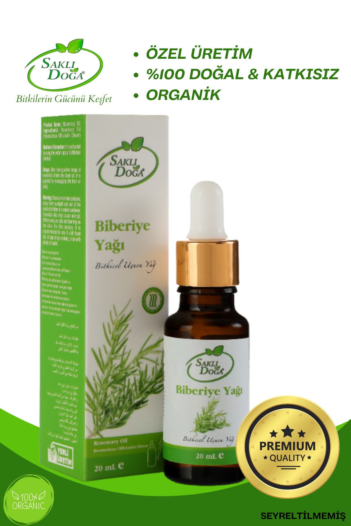 Premium %100 Saf Seyreltilmemiş Doğal 2'li Biberiye Yağı 20ml- Avantajlı Ürün Seti 20ml 20ml