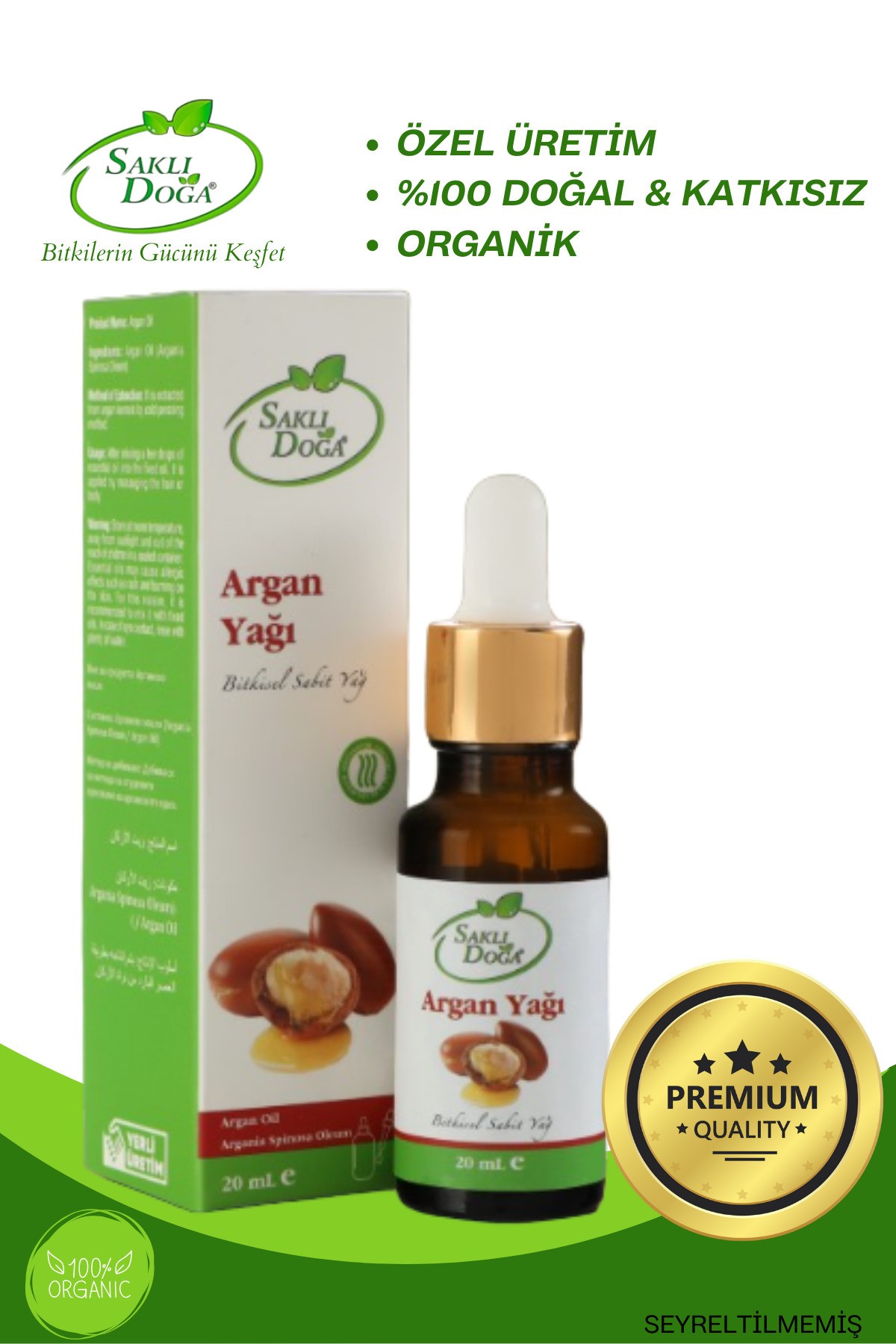 Premium %100 Saf Argan Yağı Doğal Katkısız 20 Ml- Seyreltilmemiş