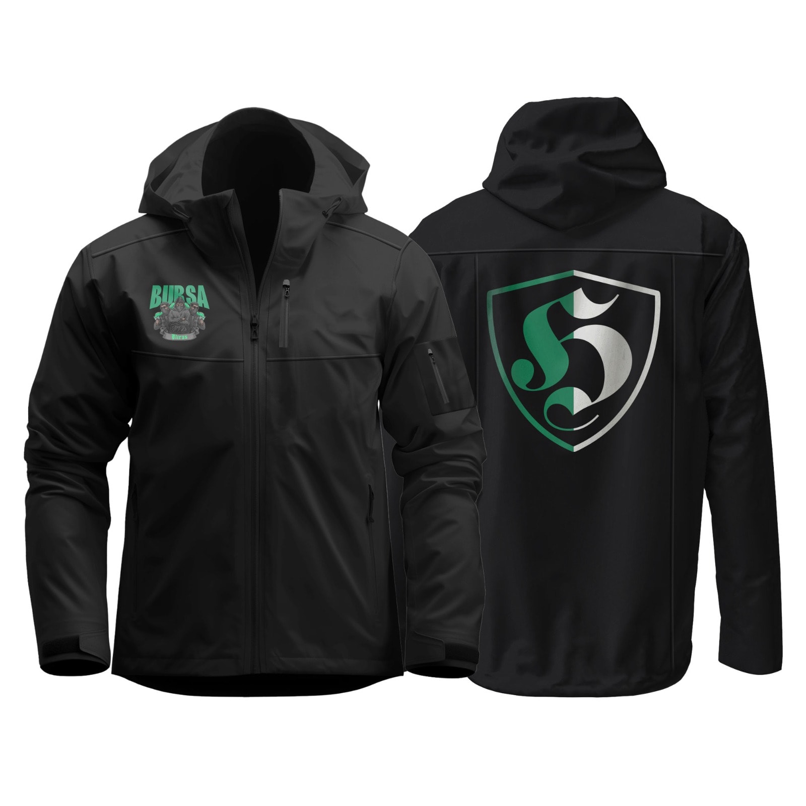 Bursa Ultras (Yeşil Beyaz Ultras Sırt Baskılı) Softshell Mont