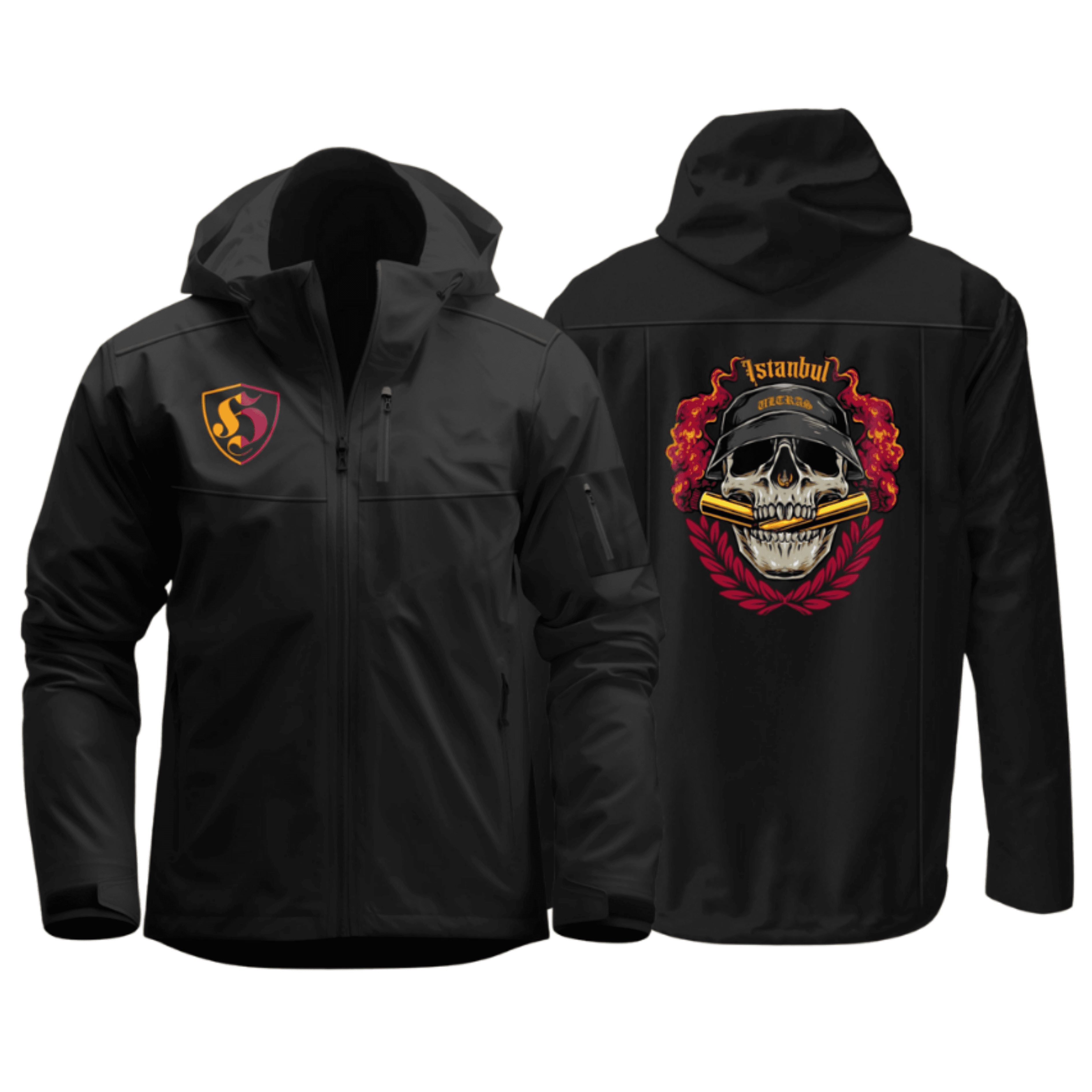 Sarı Kırmızı Ultras (İstanbul Ultras Pyro Sırt Baskılı) Softshell Mont