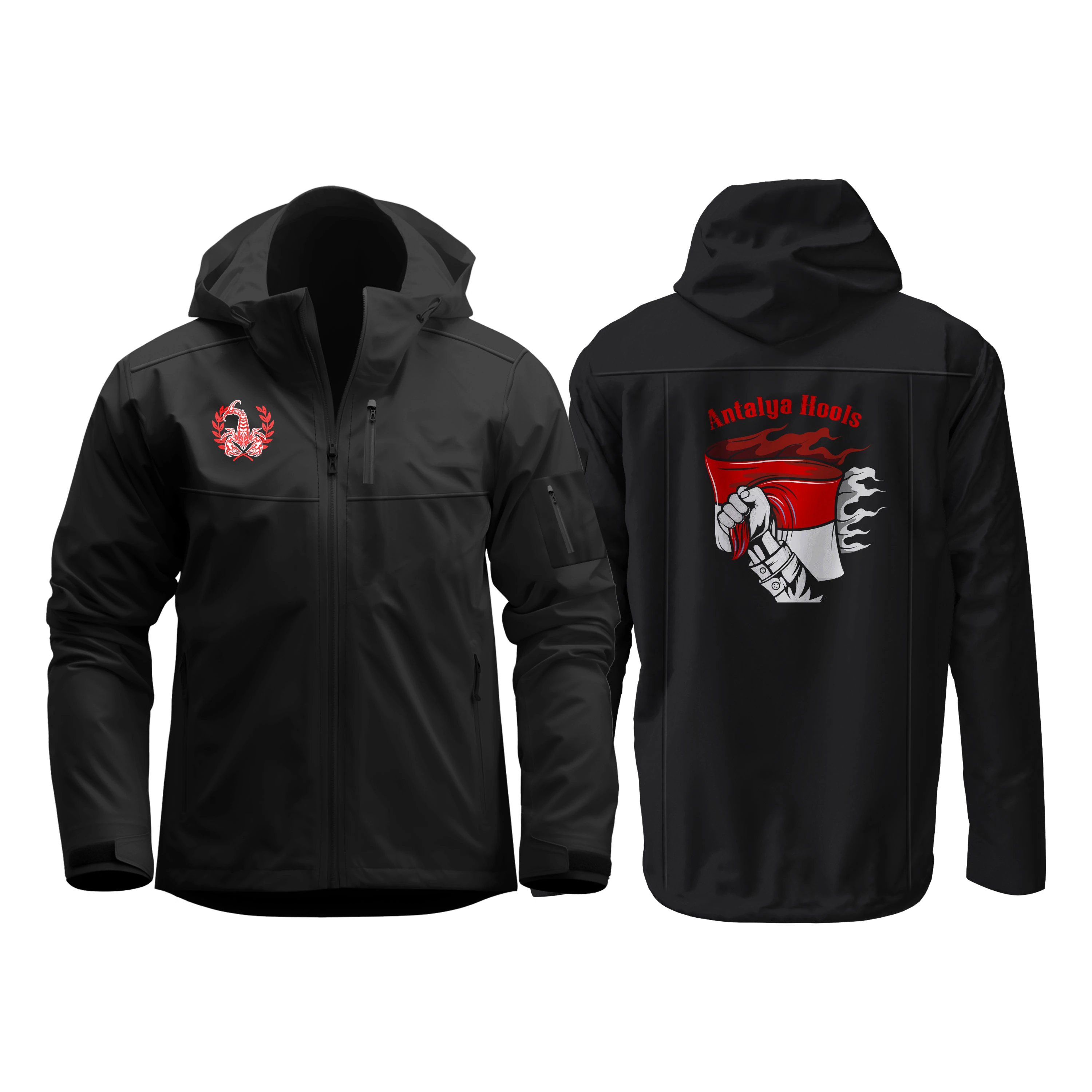 Kırmızı Akrep (Antalya Hools Sırt Baskılı) Softshell Mont