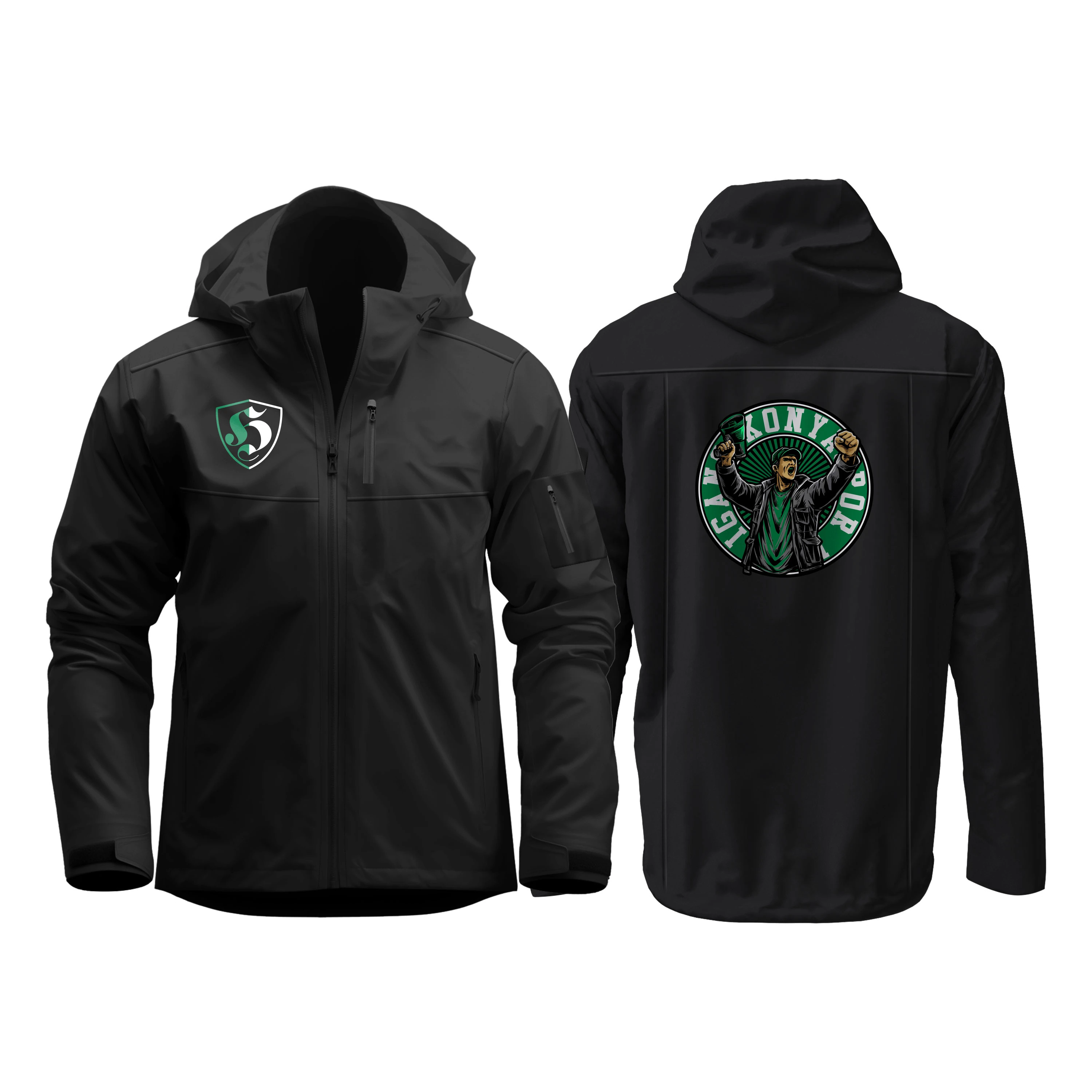 Yeşil Beyaz Ultras (Konya Holigan Sırt Baskılı) Softshell Mont