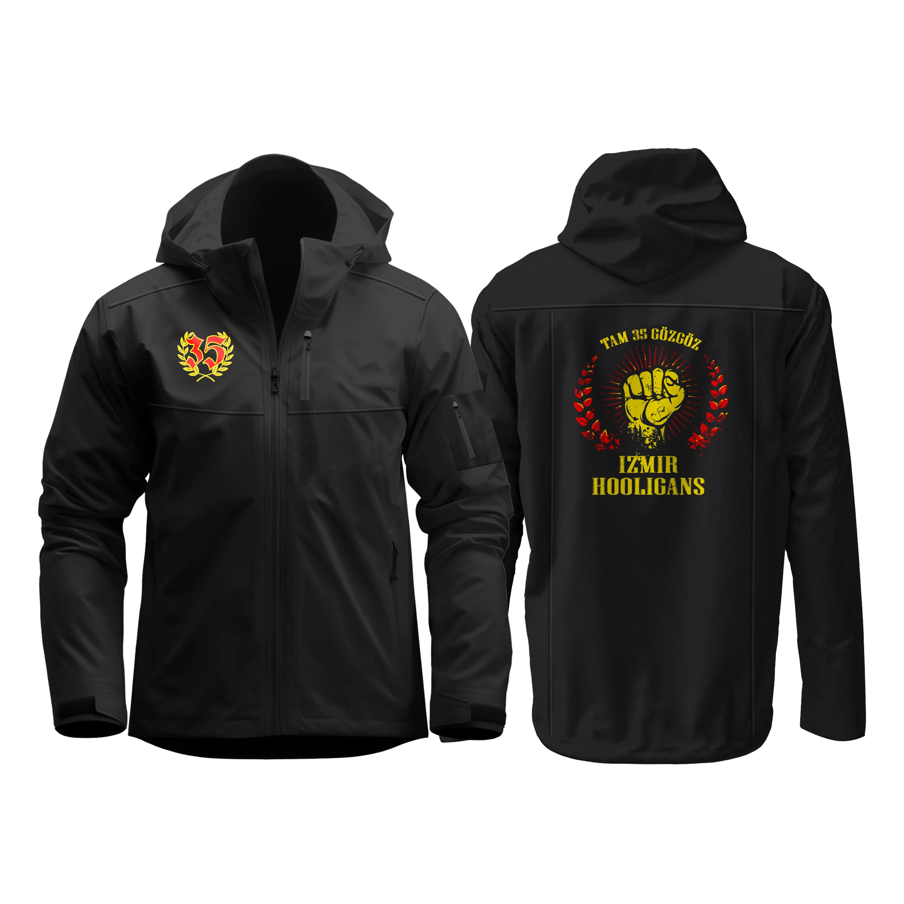 35 (Tam 35 GözGöz İzmir Hooligans Sırt Baskılı) Softshell Mont