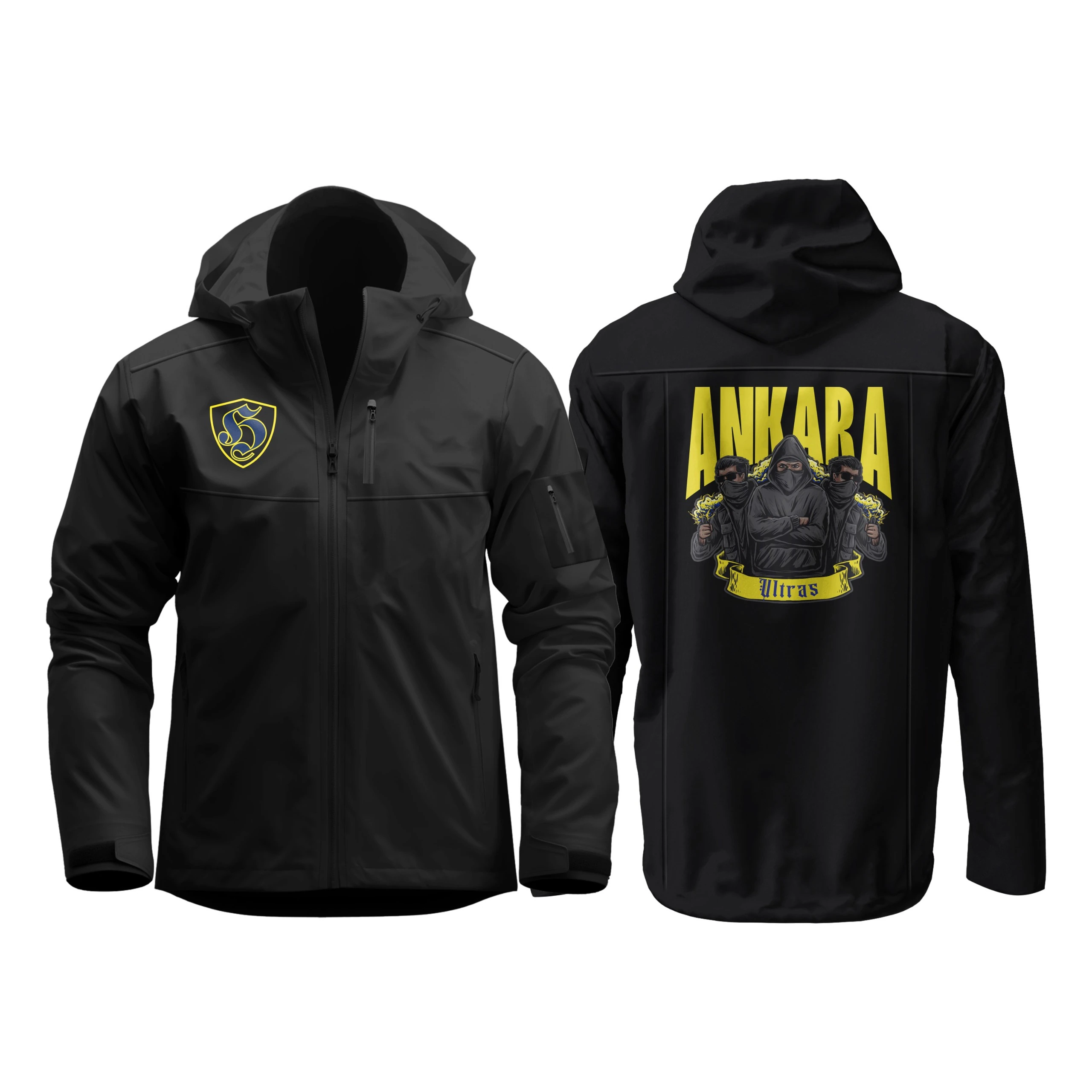 Sarı Lacivert Ultras (Ankara Ultras Sırt Baskılı) Softshell Mont