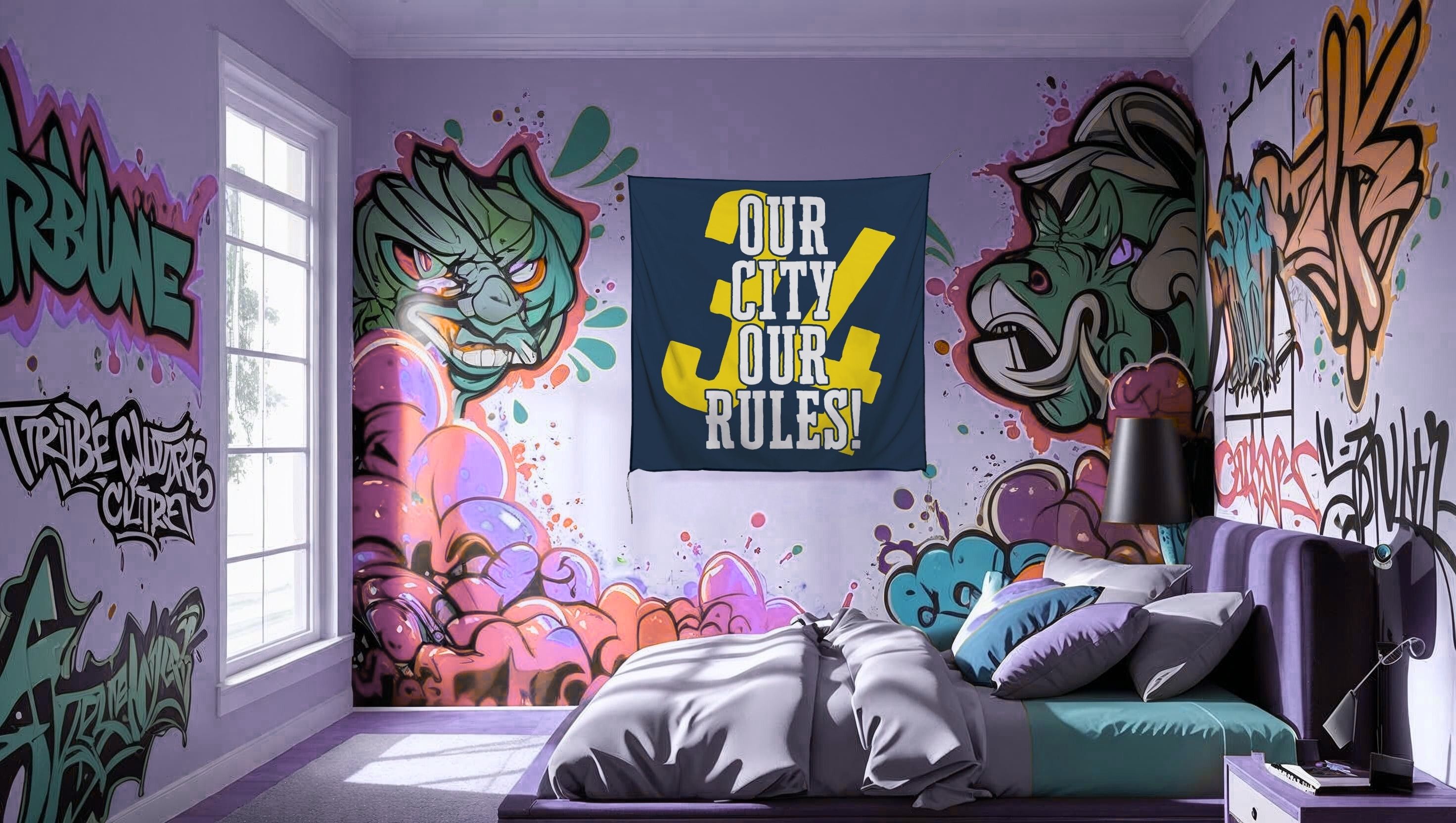 Our City Our Rules 34 Lacivert Bayrak