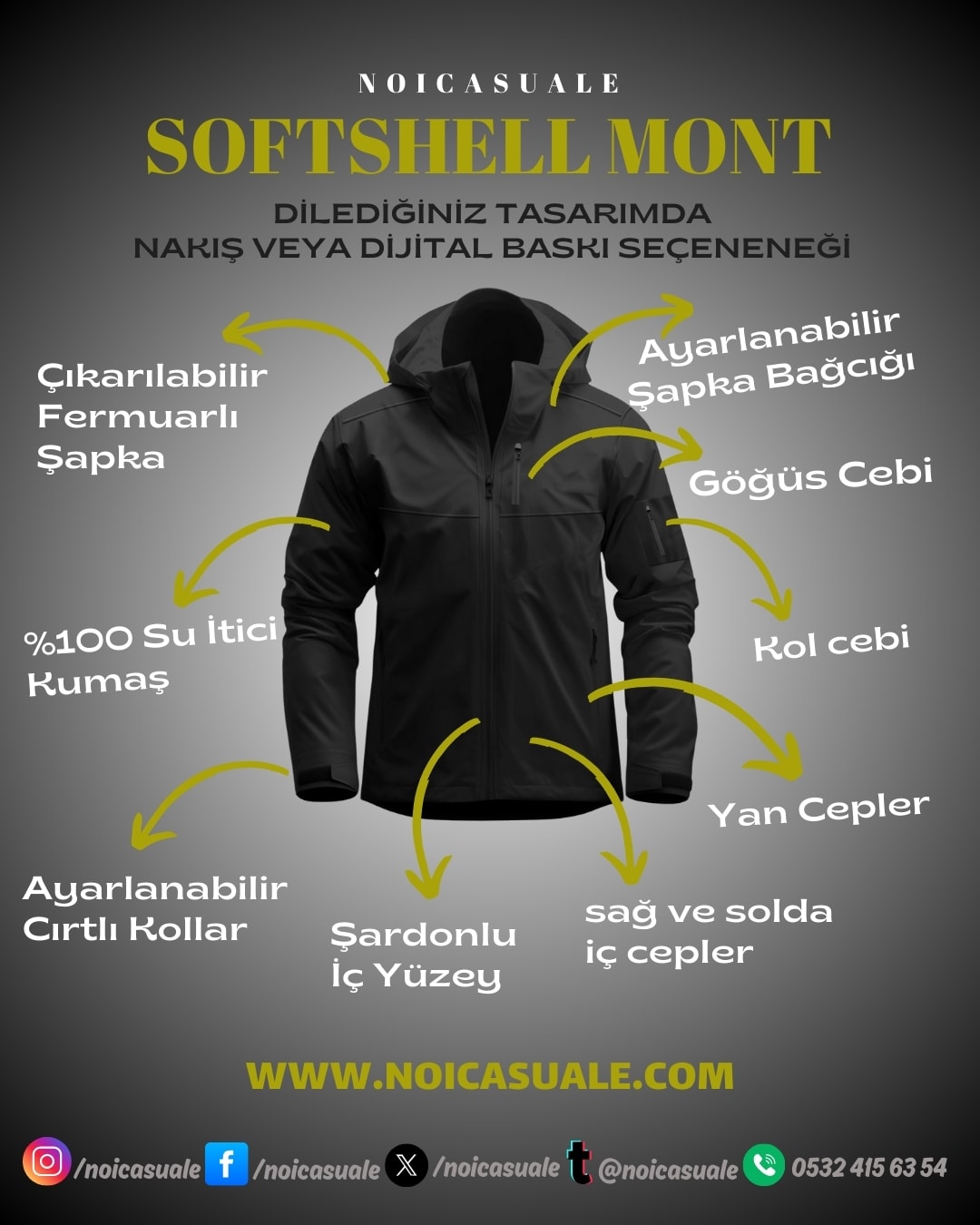 Yeşil Beyaz Ultras (Bursa Ultras Sırt Baskılı) Softshell Mont
