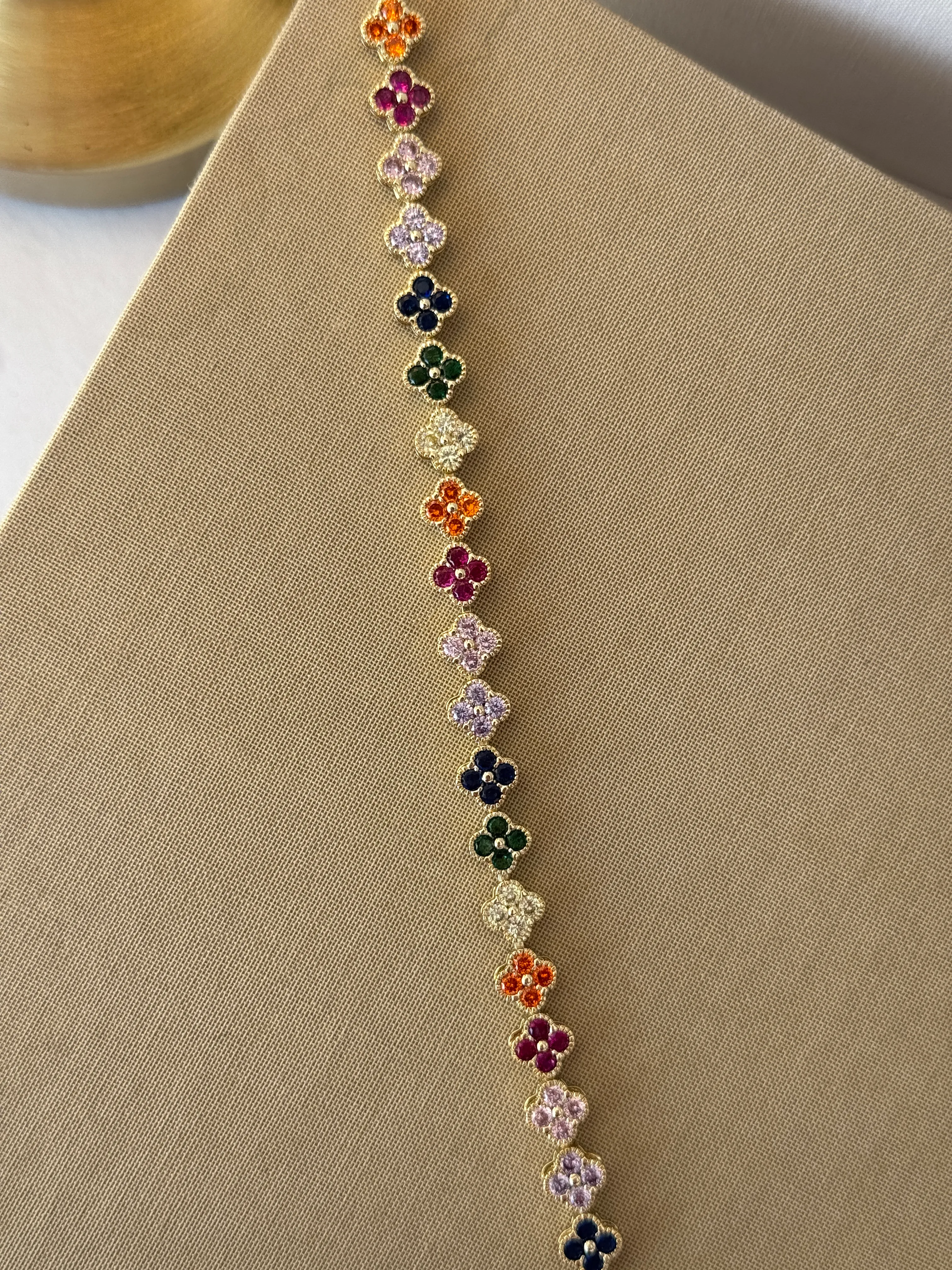 14K Renkli Yonca Bileklik