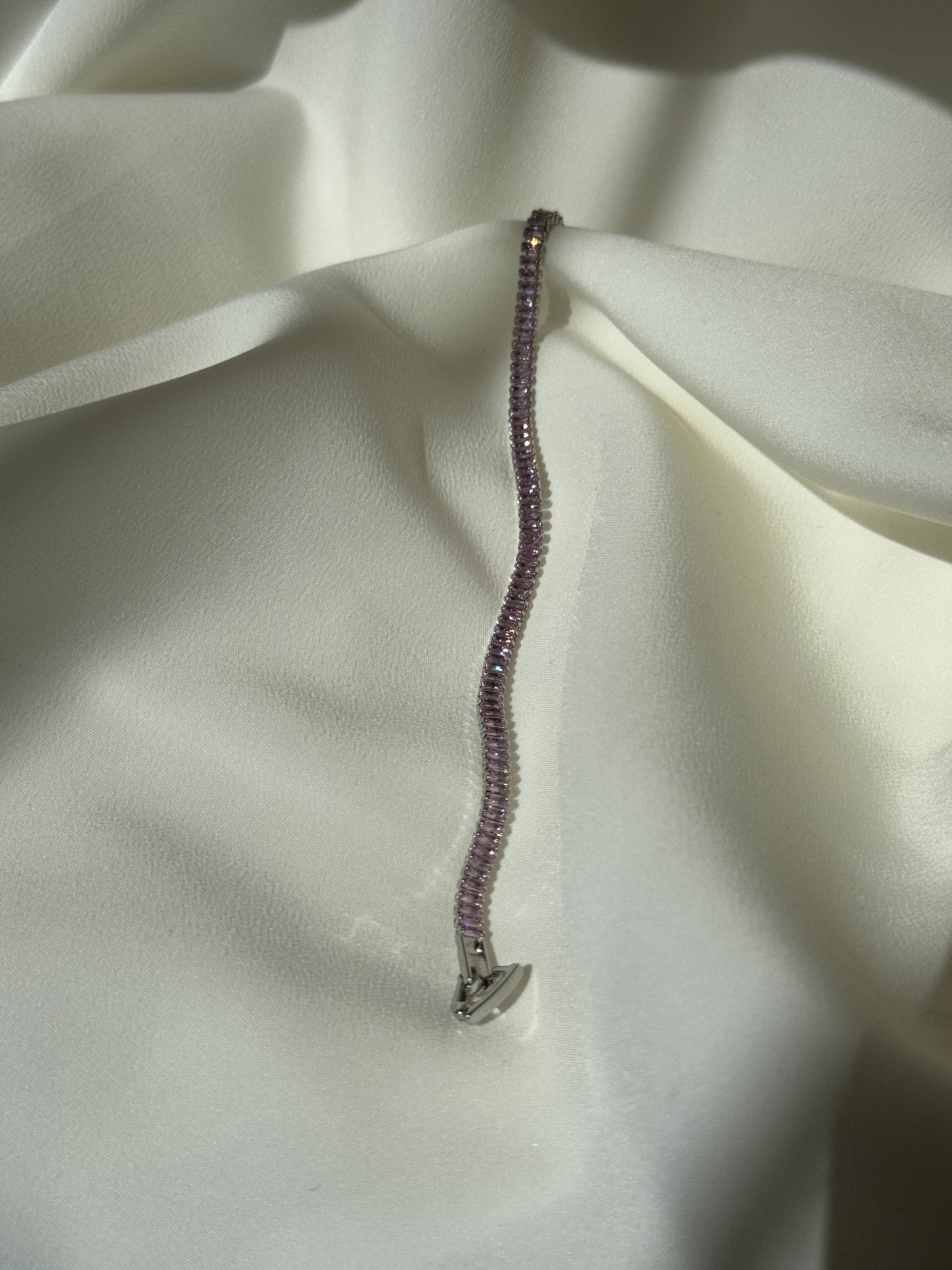 14K Pembe Zirkon Taşlı Baget Bileklik