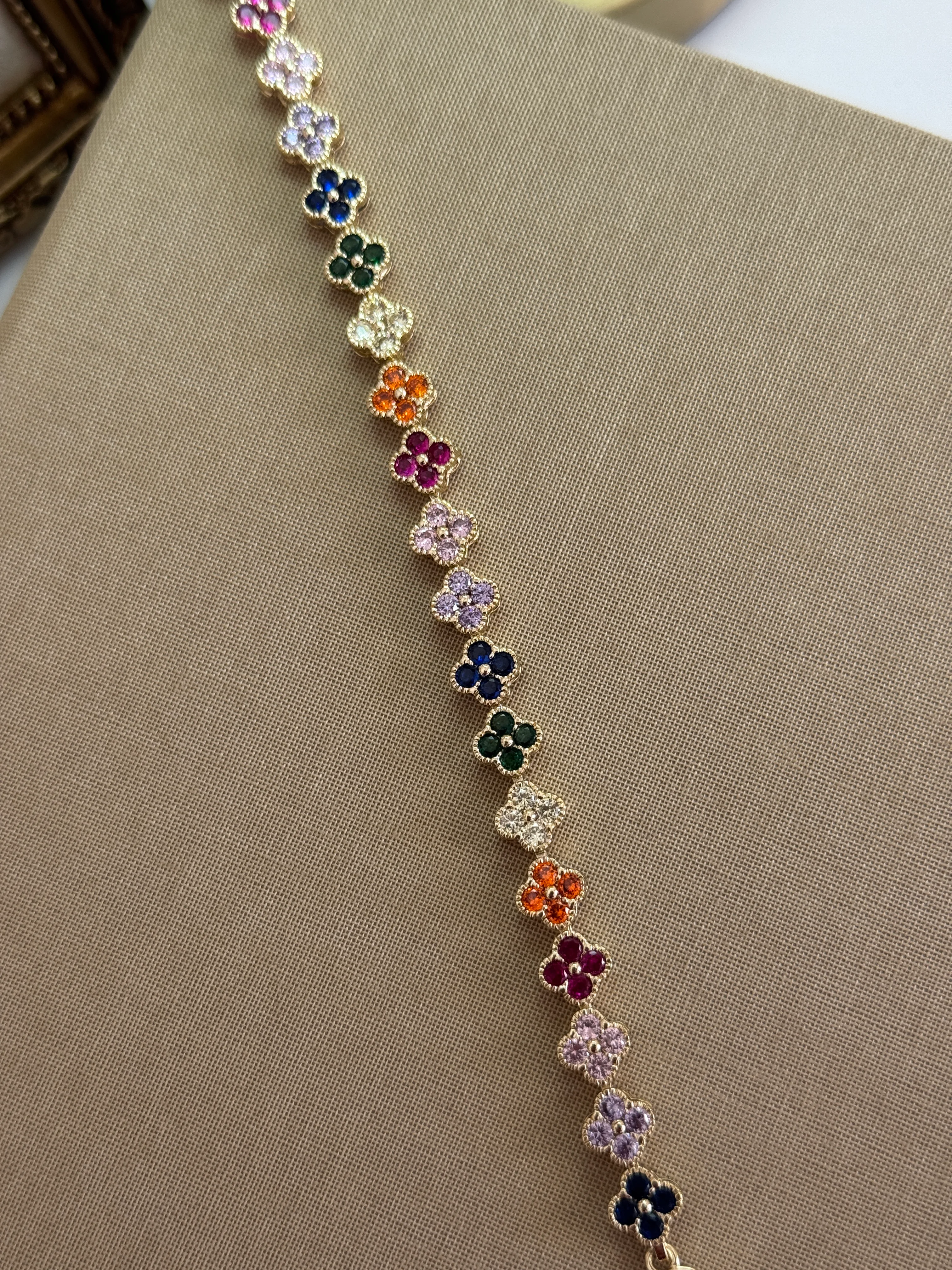 14K Renkli Yonca Bileklik