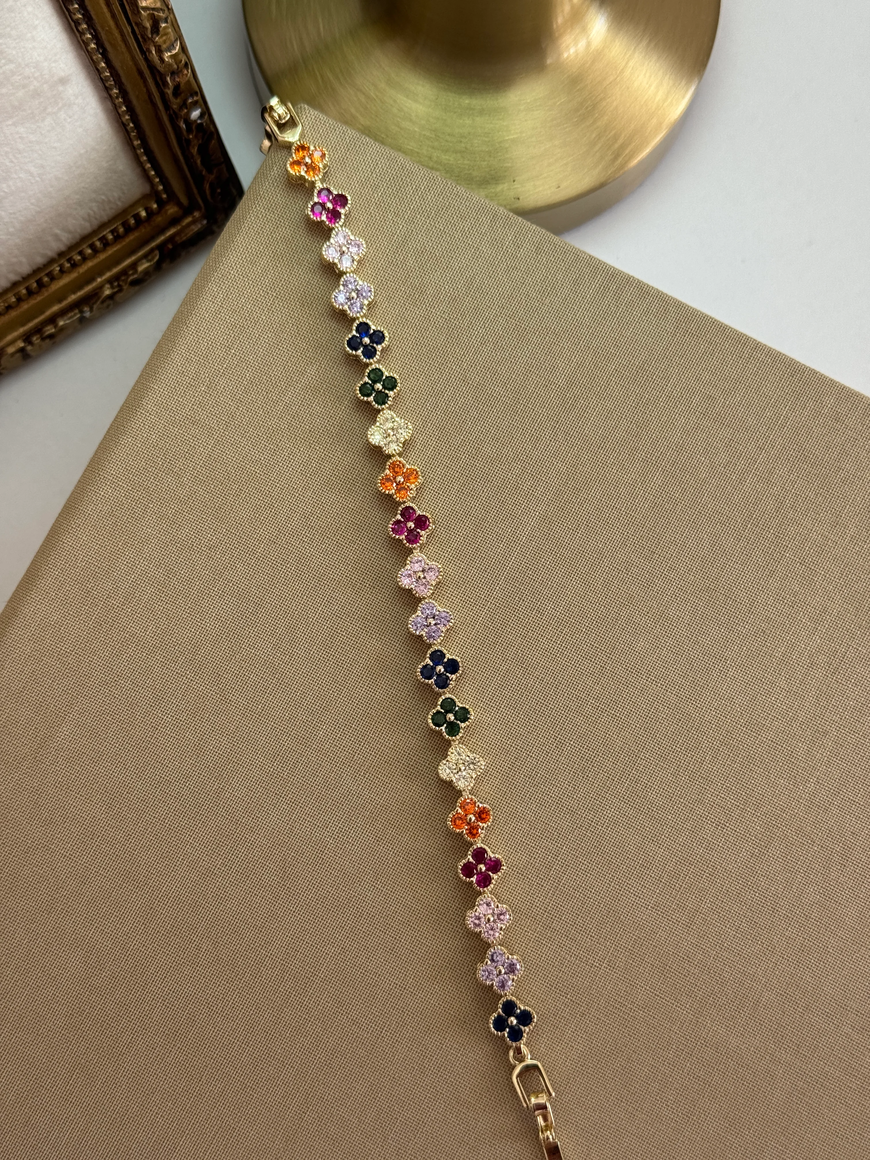 14K Renkli Yonca Bileklik