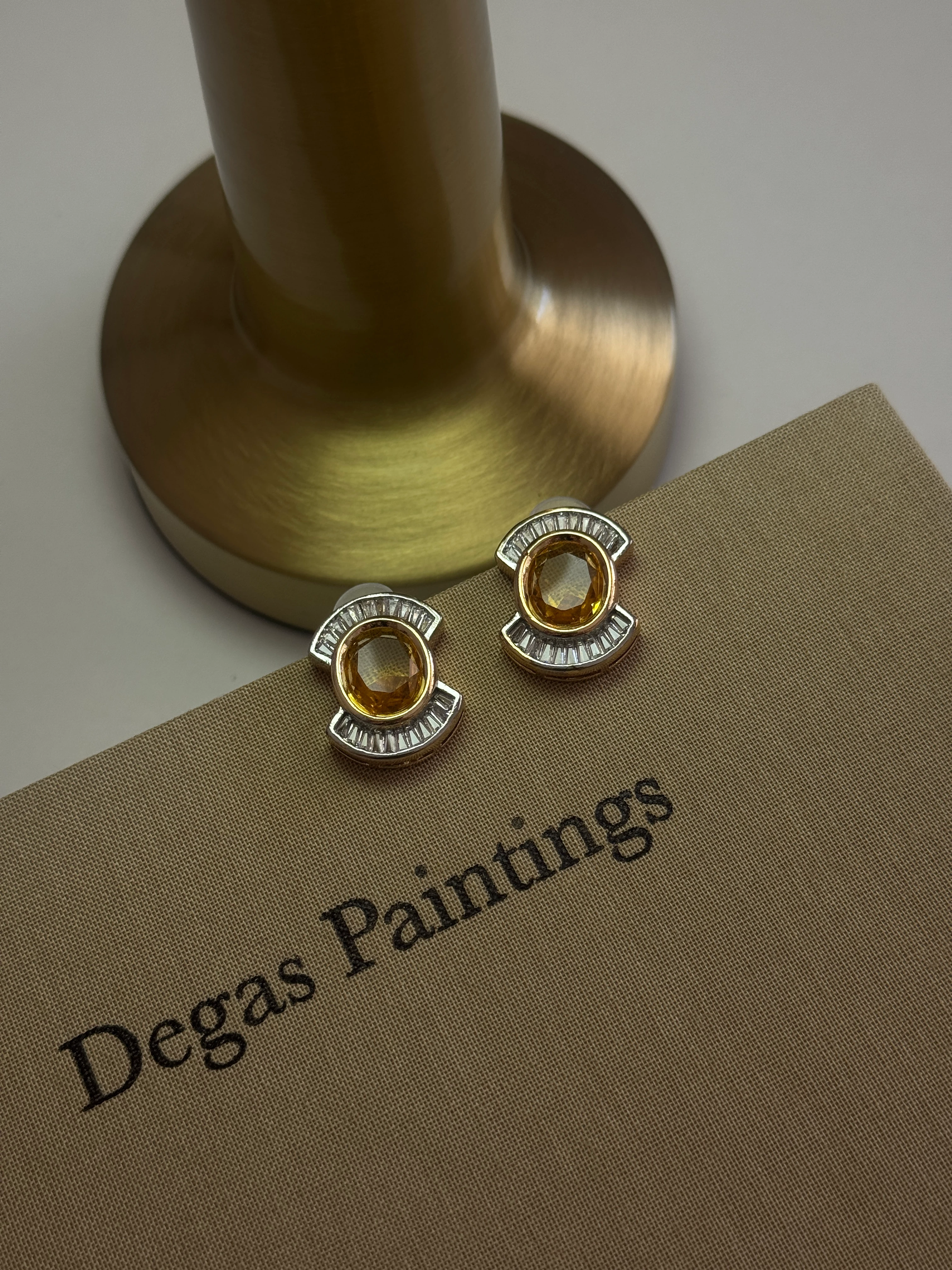 Vip Sarı Zirkon Taş Detaylı Küpe