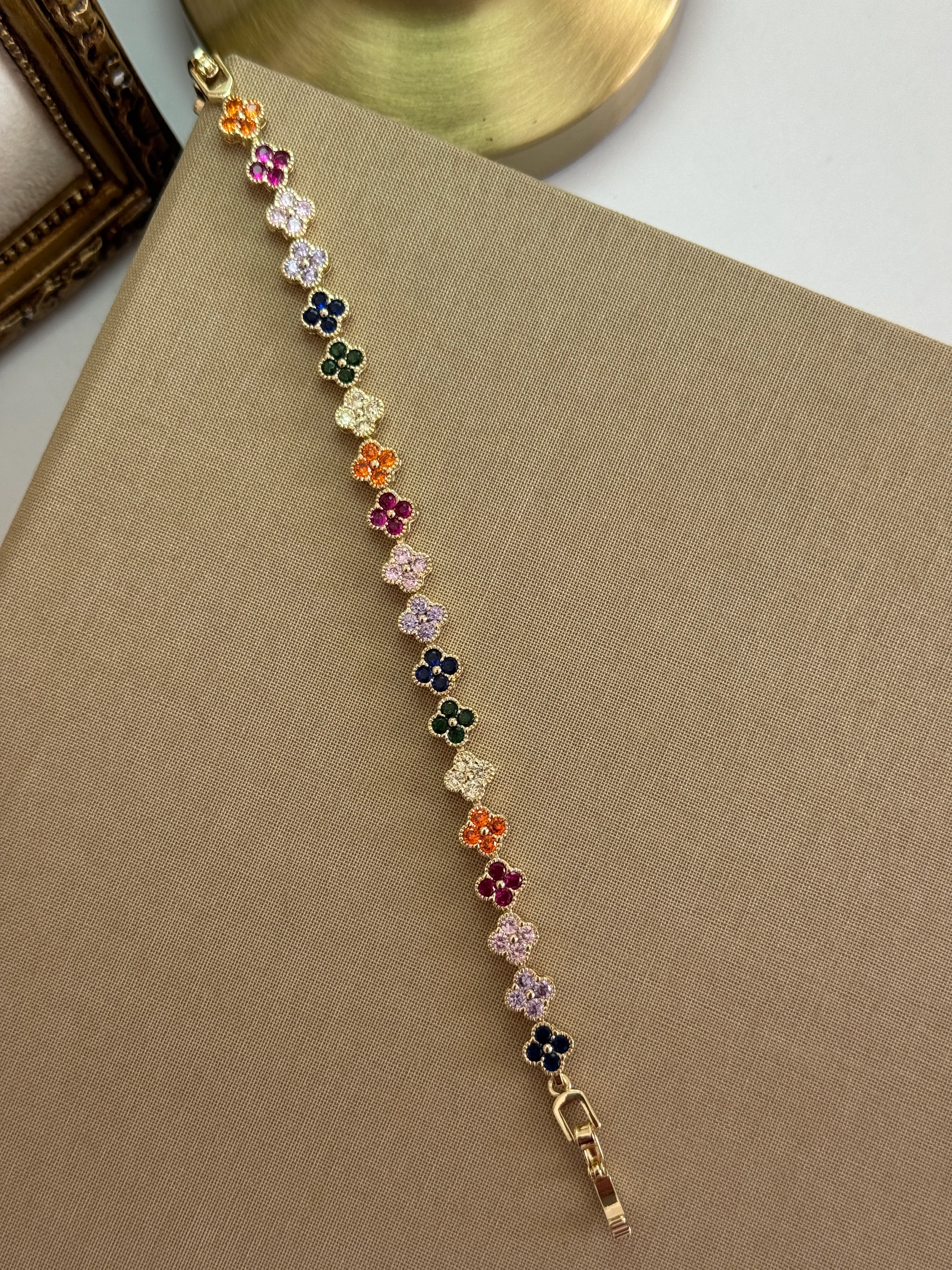 14K Renkli Yonca Bileklik