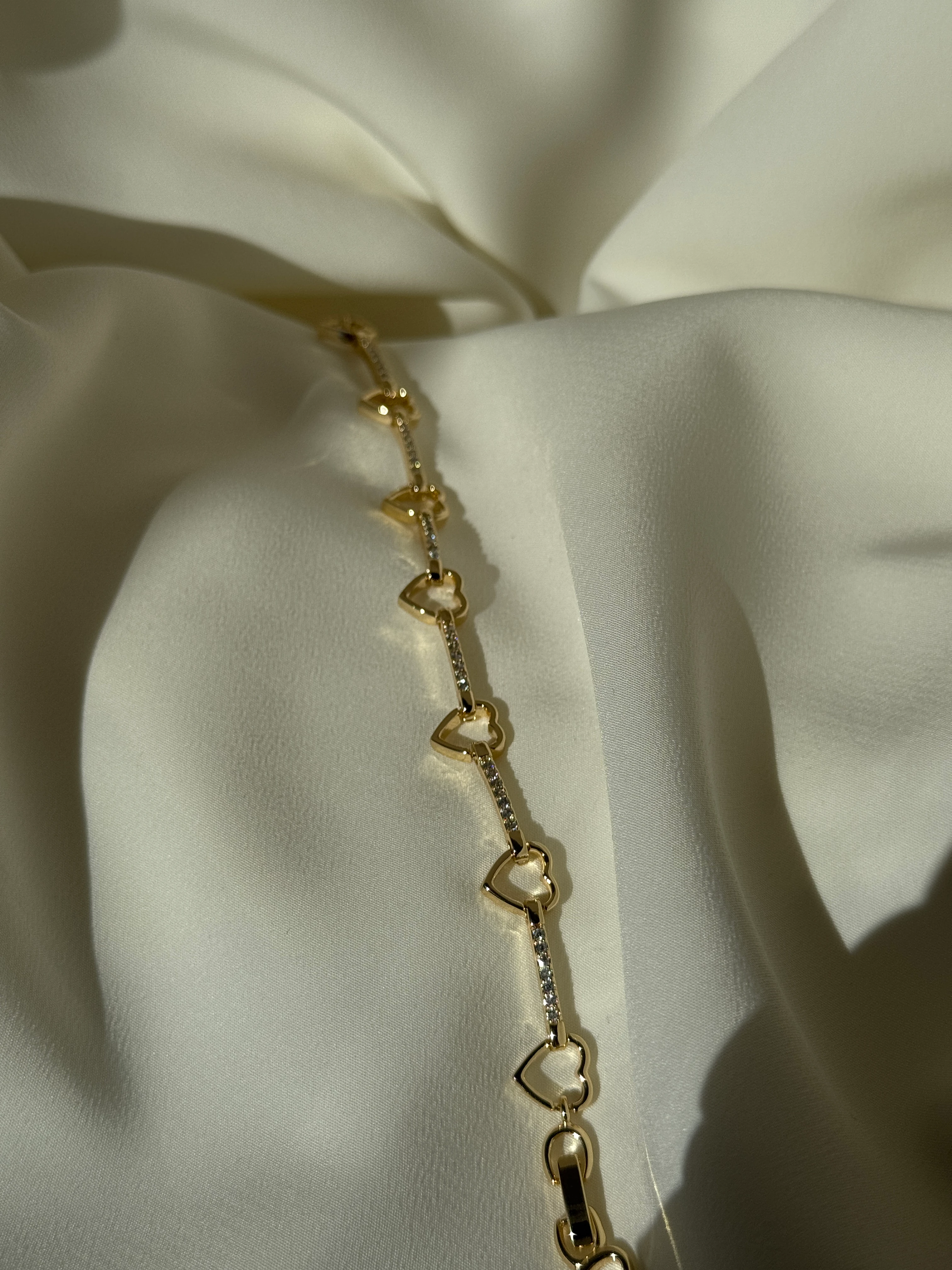 14K Zirkon Taşlı Kalp Bileklik