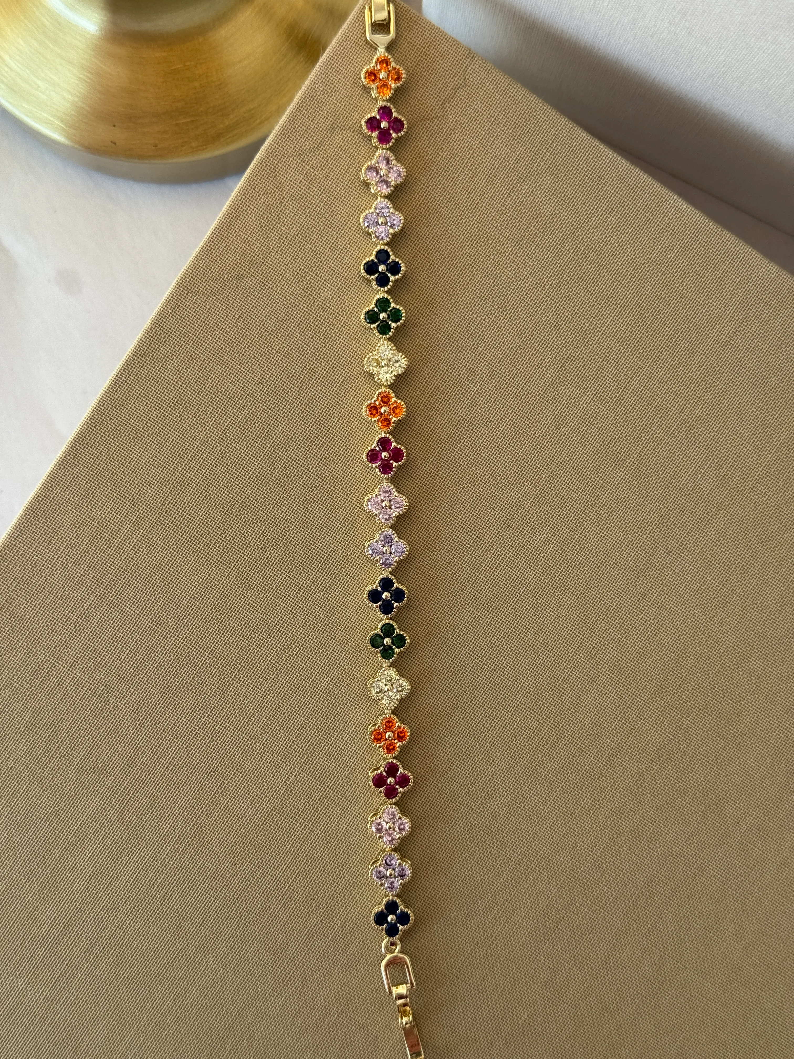 14K Renkli Yonca Bileklik