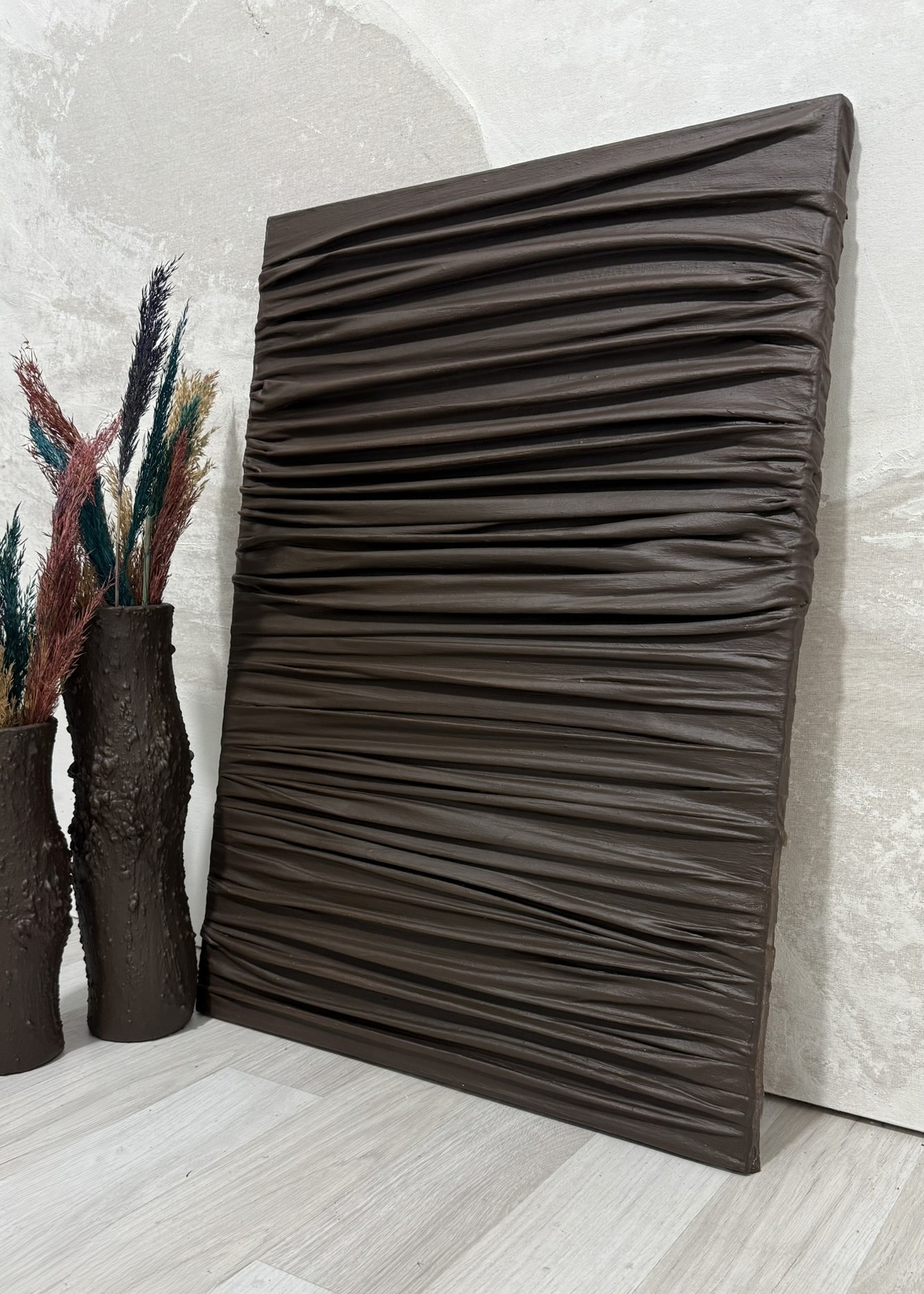 Dokulu Alçı Tablo - Zamanın Kıvrımları | El Yapımı 3D Dekoratif Duvar Tablosu