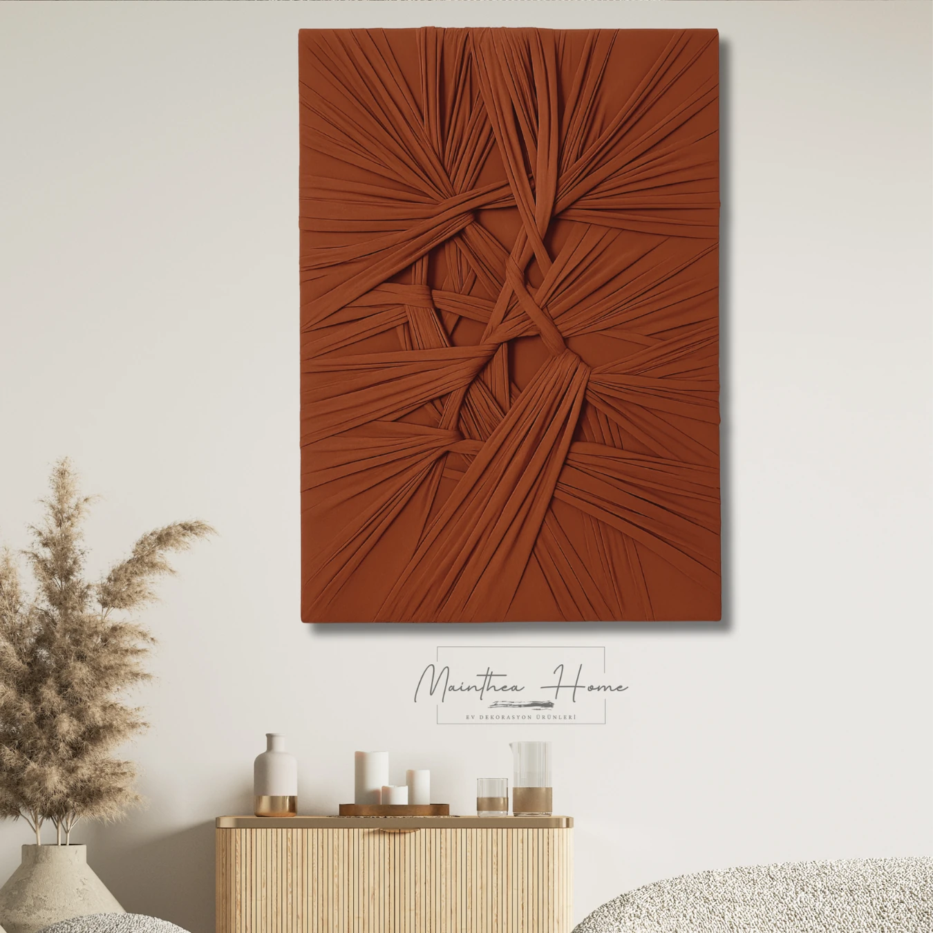 Dokulu Alçı Tablo - Bağların Ritmi | El Yapımı 3D Dekoratif Duvar Tablosu - Akik image