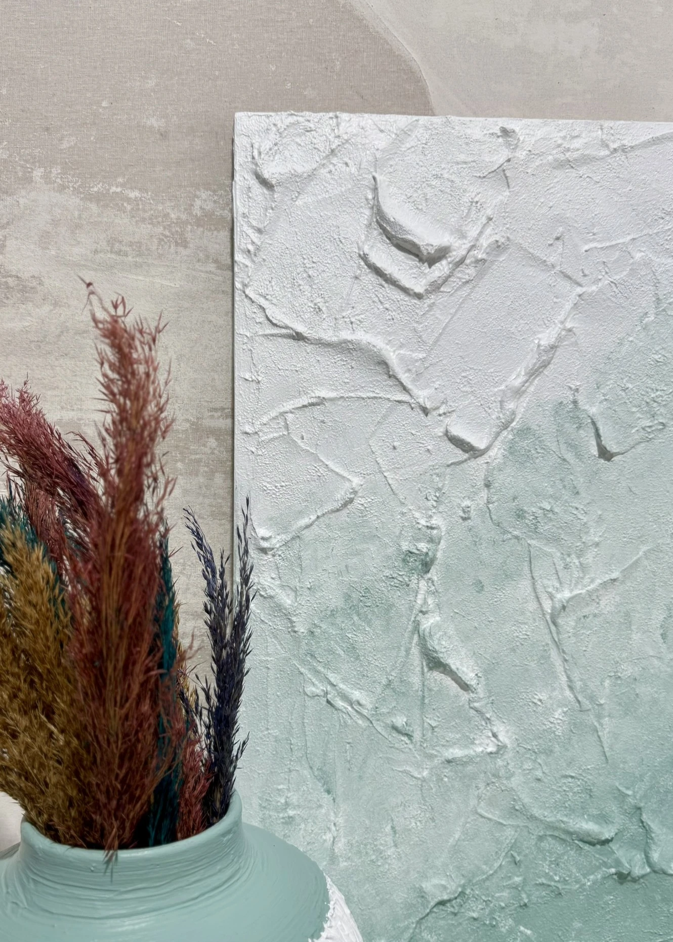 Dokulu Alçı Tablo Geçiş Frekansı  El Yapımı 3D Dekoratif Duvar Tablosu