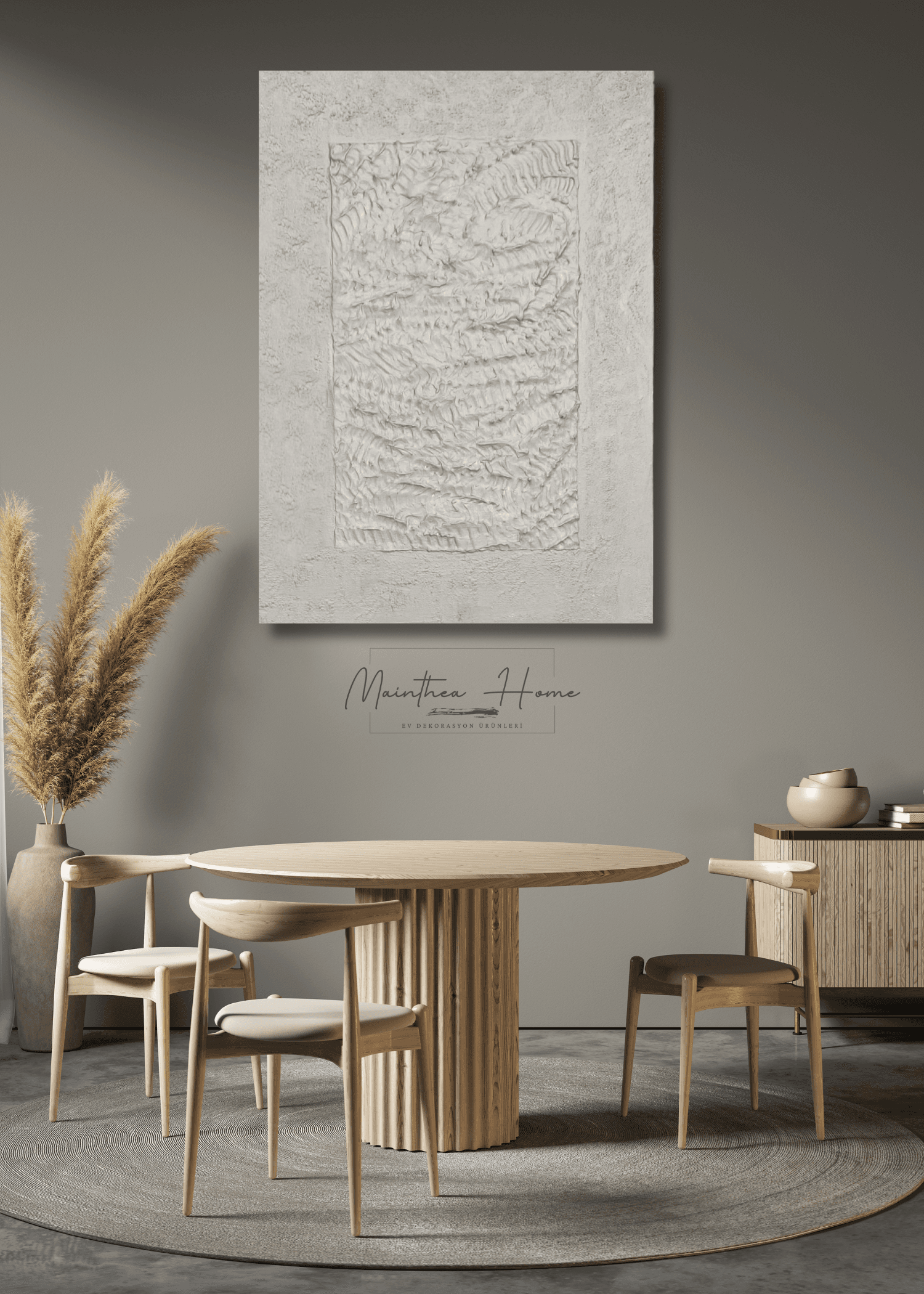 Dokulu Alçı Tablo - Sessiz Yankı | El Yapımı 3D Dekoratif Duvar Tablosu - Alaçatı