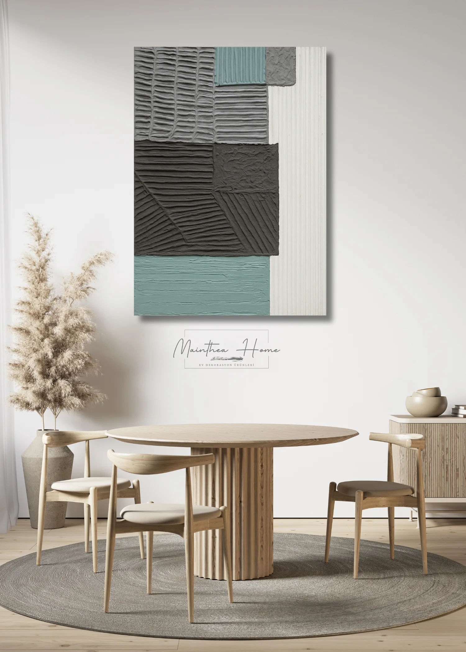 Dokulu Tablo Kodlanmış Doku | El Yapımı 3D Dekoratif Duvar Tablosu main variant image