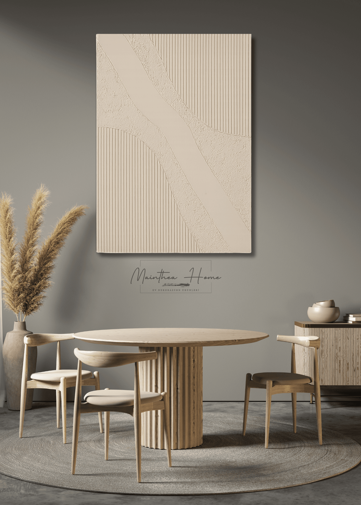 Dokulu Alçı Tablo - Akışkan Dengeler | El Yapımı 3D Dekoratif Duvar Tablosu - Alaçatı