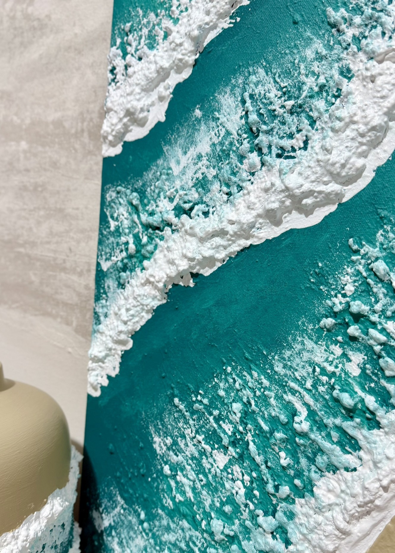 Dokulu Alçı Tablo – Sonsuz Kıyı  El Yapımı 3D Dekoratif Duvar Tablosu