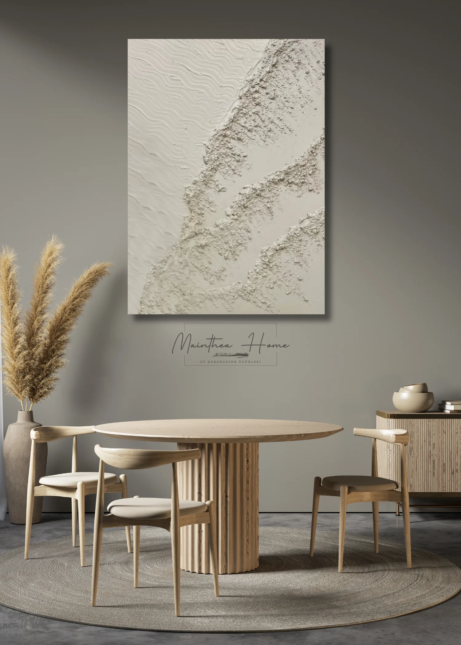 Dokulu Alçı Tablo Sonsuz Kıyı  El Yapımı 3D Dekoratif Duvar Tablosu main variant image