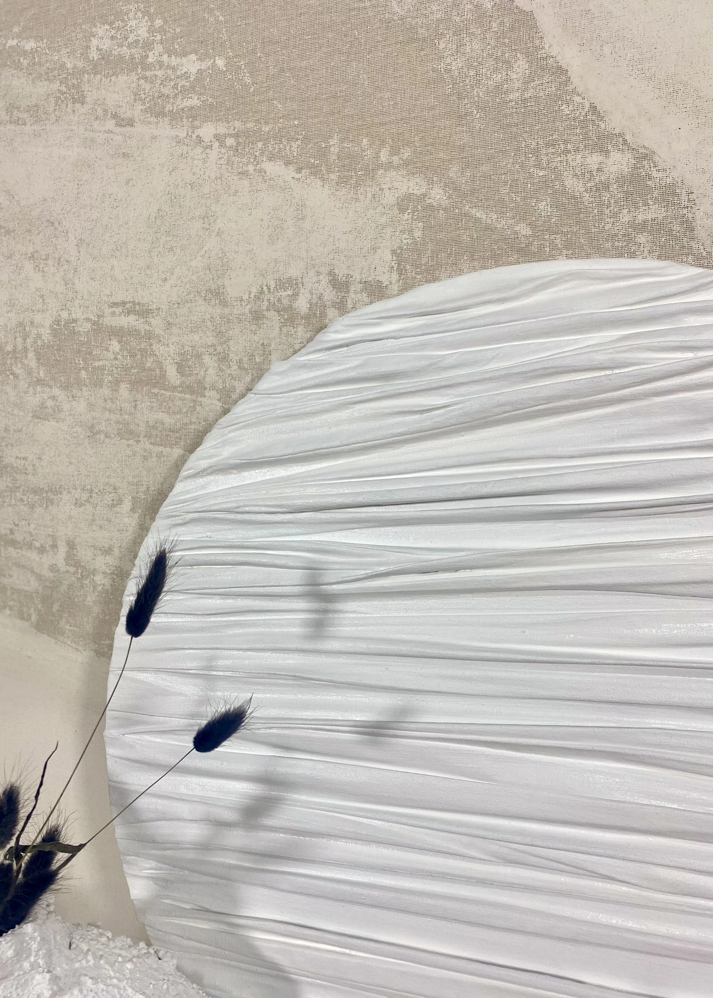 Dokulu Yuvarlak Alçı Tablo Sade Akış | El Yapımı 3D Dekoratif Duvar Tablosu