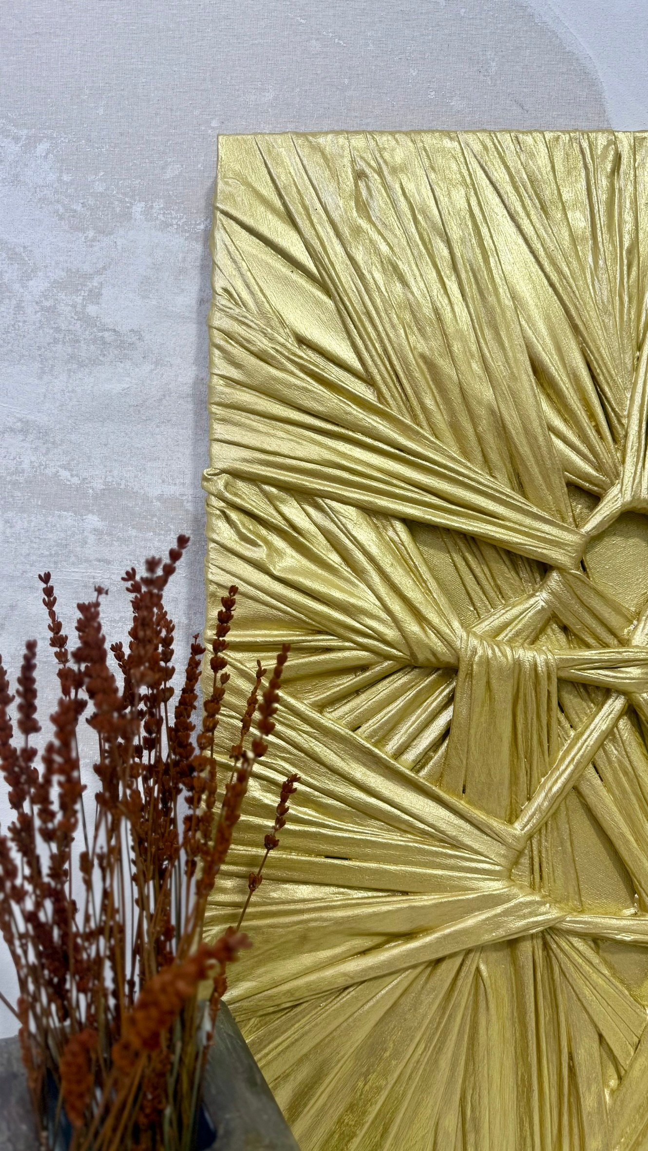 Dokulu Alçı Tablo - Bağların Ritmi | El Yapımı 3D Dekoratif Duvar Tablosu Metalik