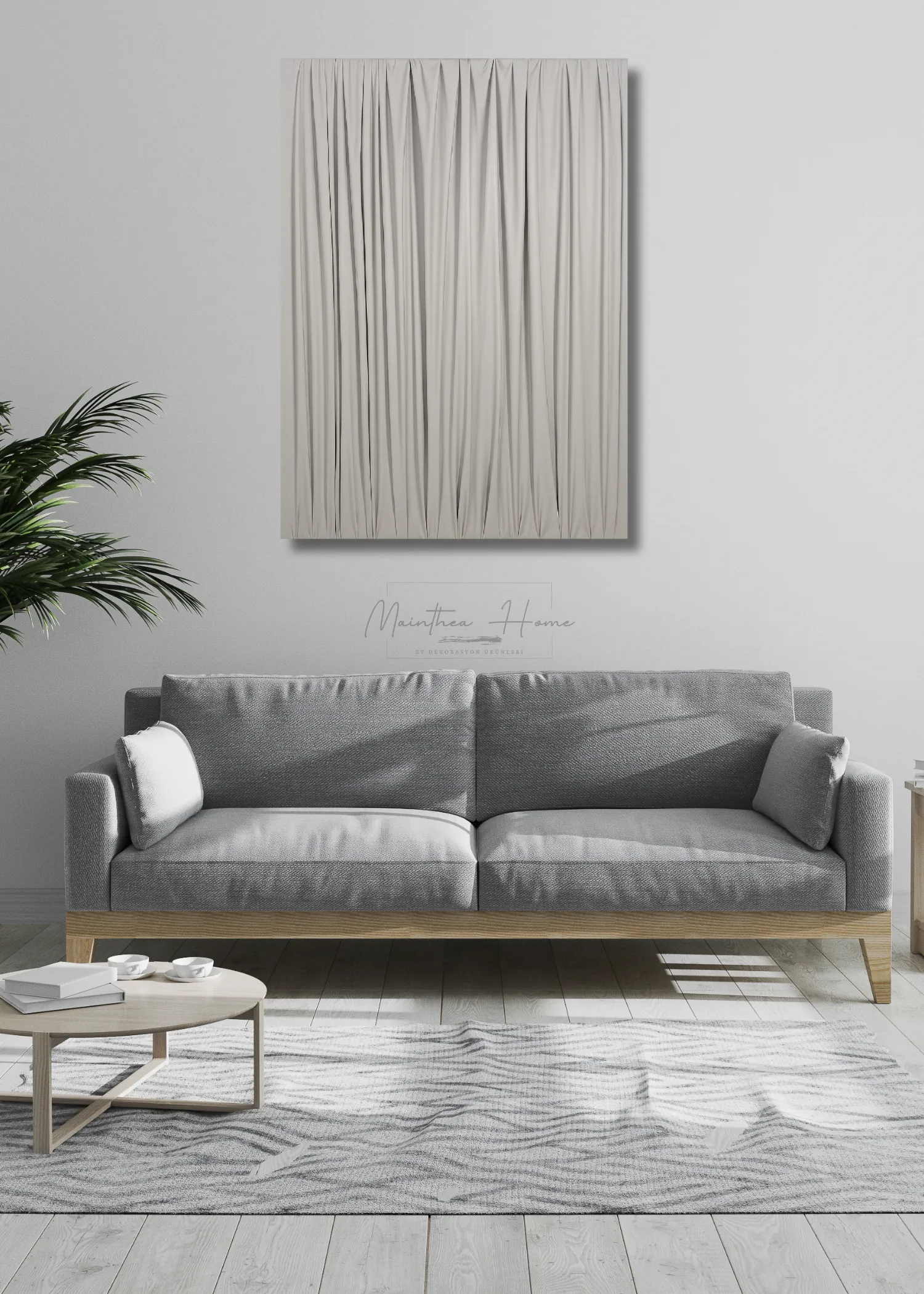 Dokulu Alçı Tablo - Derin Doku | El Yapımı 3D Dekoratif Duvar Tablosu - Coton Beyaz image