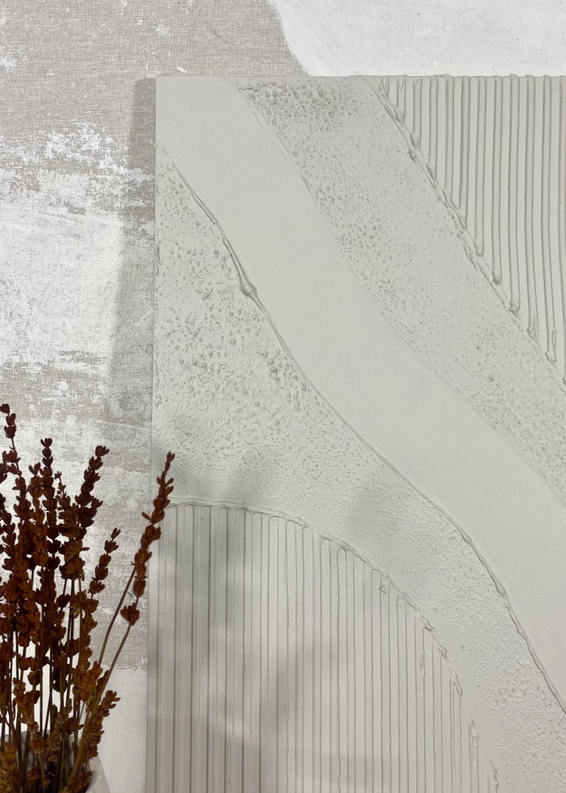 Dokulu Alçı Tablo Akışkan Dengeler | El Yapımı 3D Dekoratif Duvar Tablosu