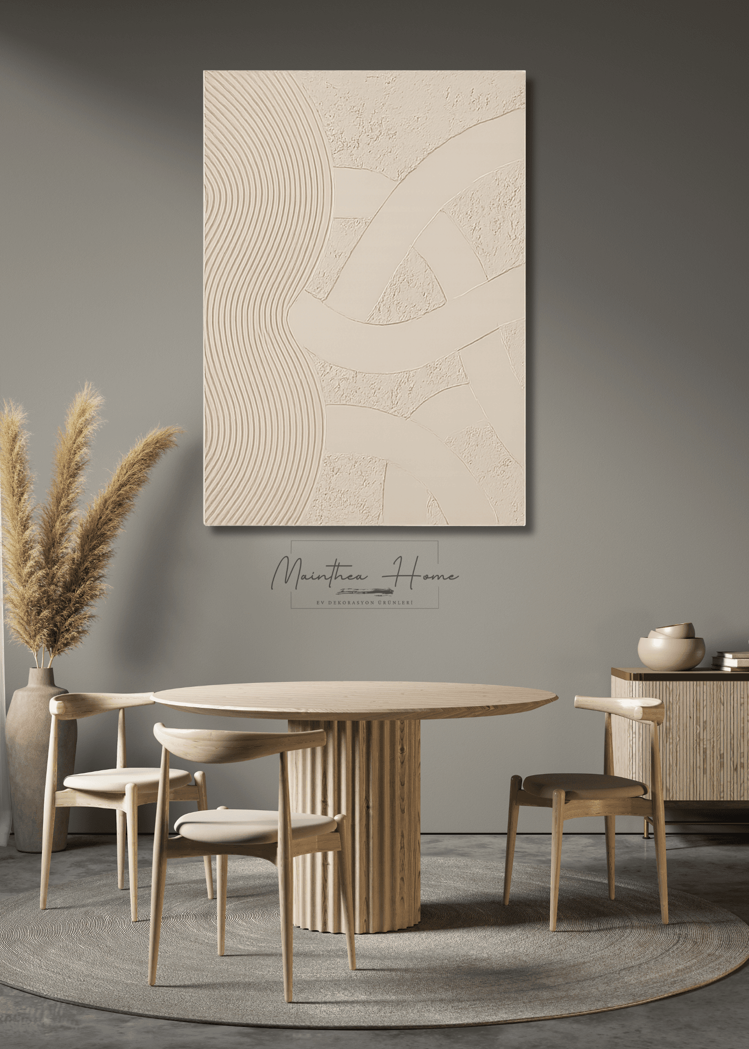 Dokulu Alçı Tablo - İçsel Denge | El Yapımı 3D Dekoratif Duvar Tablosu - Alaçatı