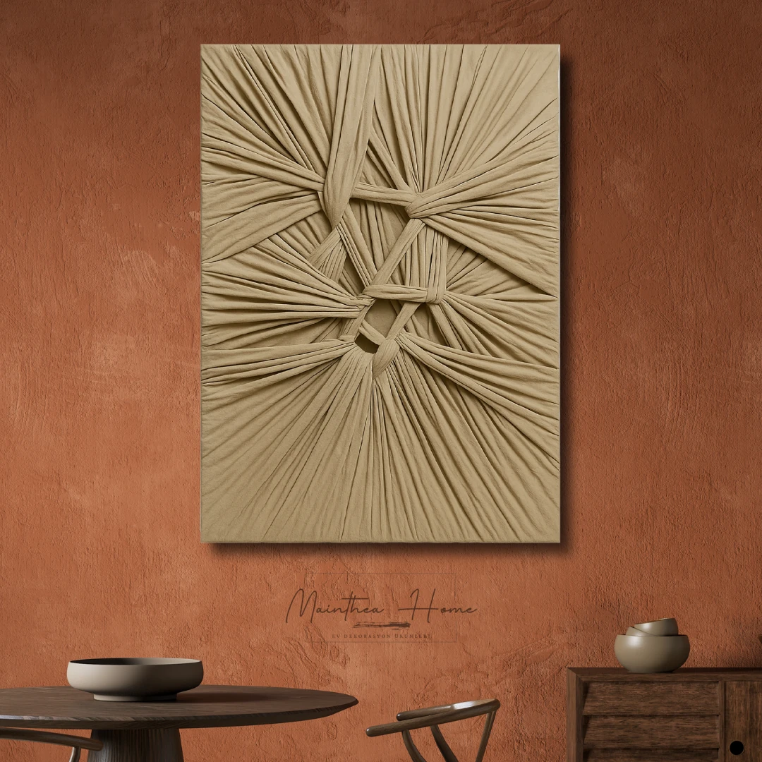 Dokulu Alçı Tablo - Bağların Ritmi | El Yapımı 3D Dekoratif Duvar Tablosu - Linen image