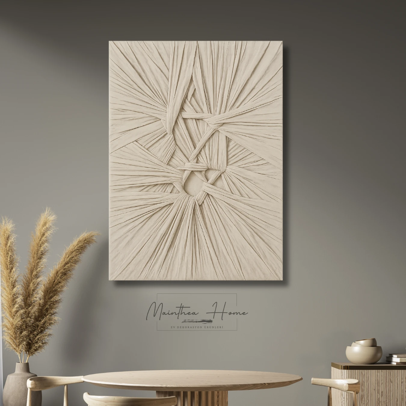 Dokulu Alçı Tablo - Bağların Ritmi | El Yapımı 3D Dekoratif Duvar Tablosu - Alaçatı image