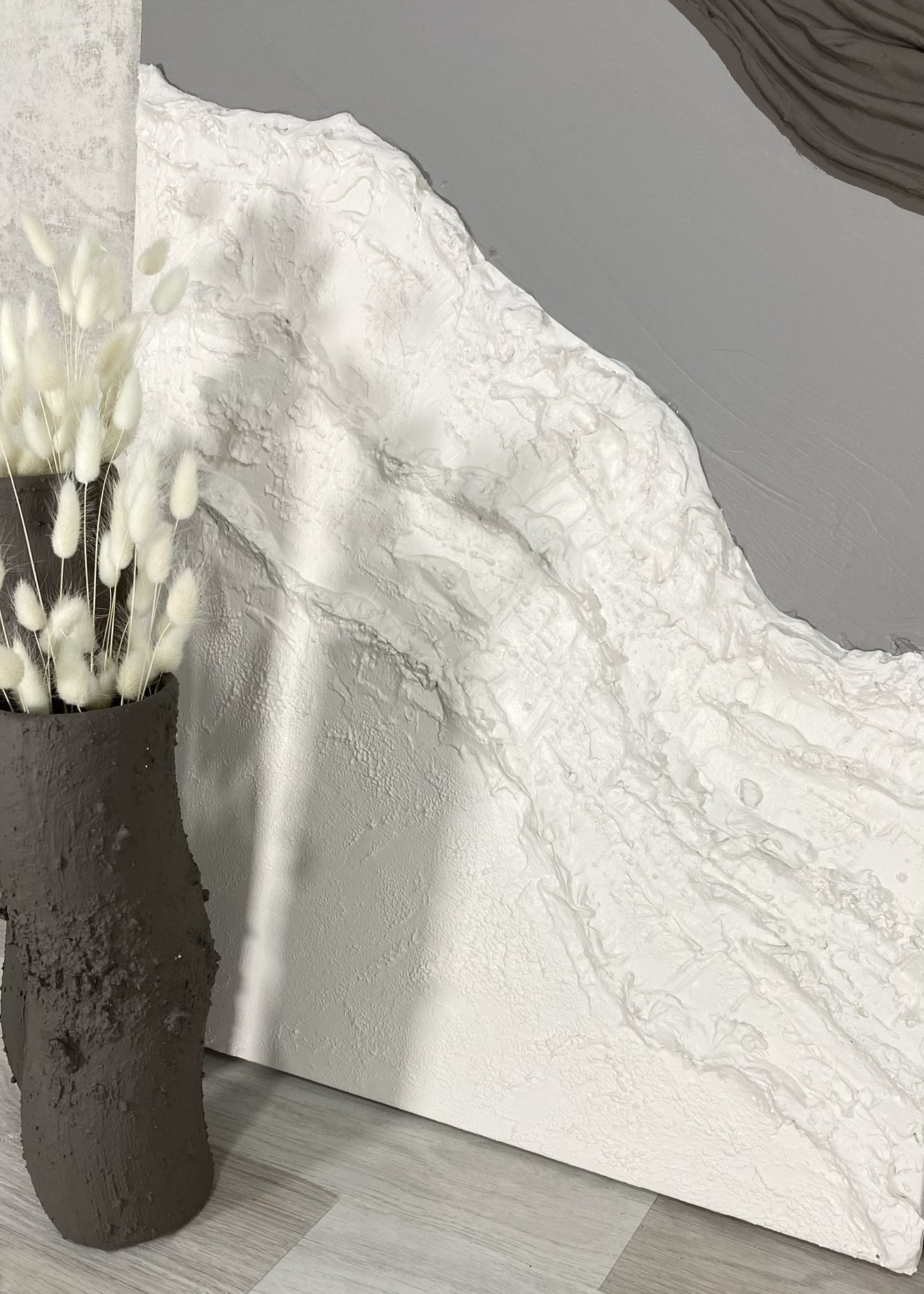 2'li Dokulu Alçı Tablo - Betonun Hafızası| El Yapımı 3D Dekoratif Duvar Tablosu