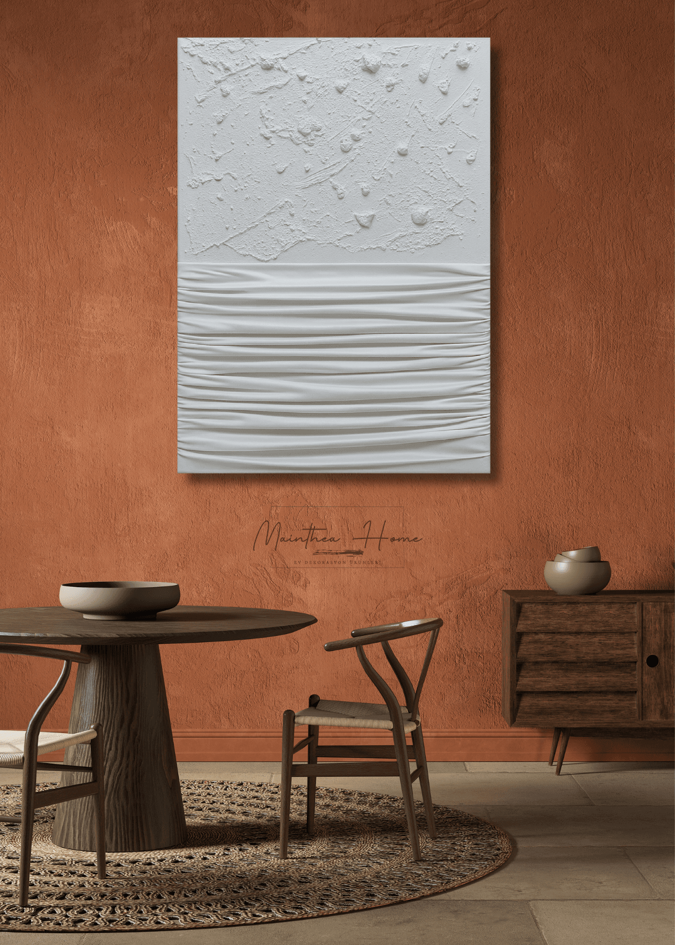 Dokulu Tablo – Lunar Drapery | El Yapımı 3D Dekoratif Duvar Tablosu
